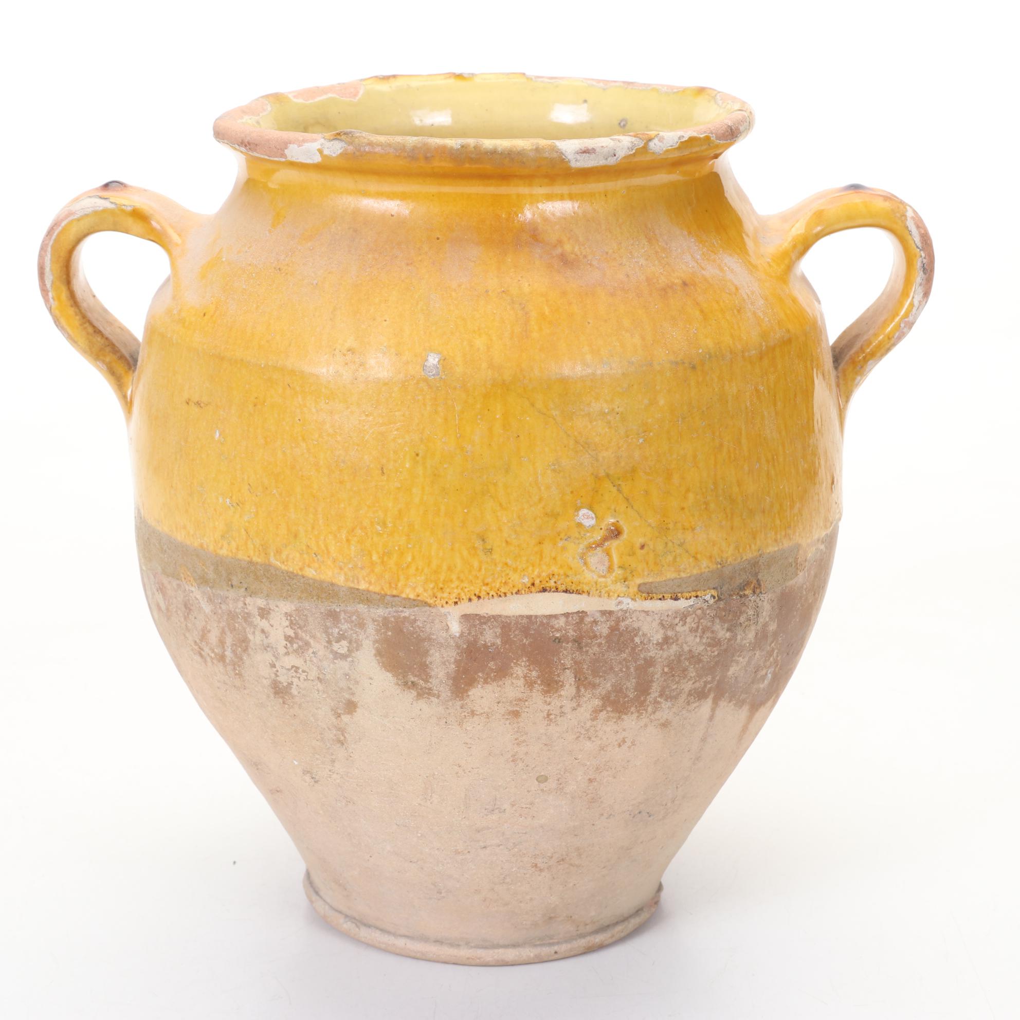 Sunflower Yellow Glazed Terracotta Amphora