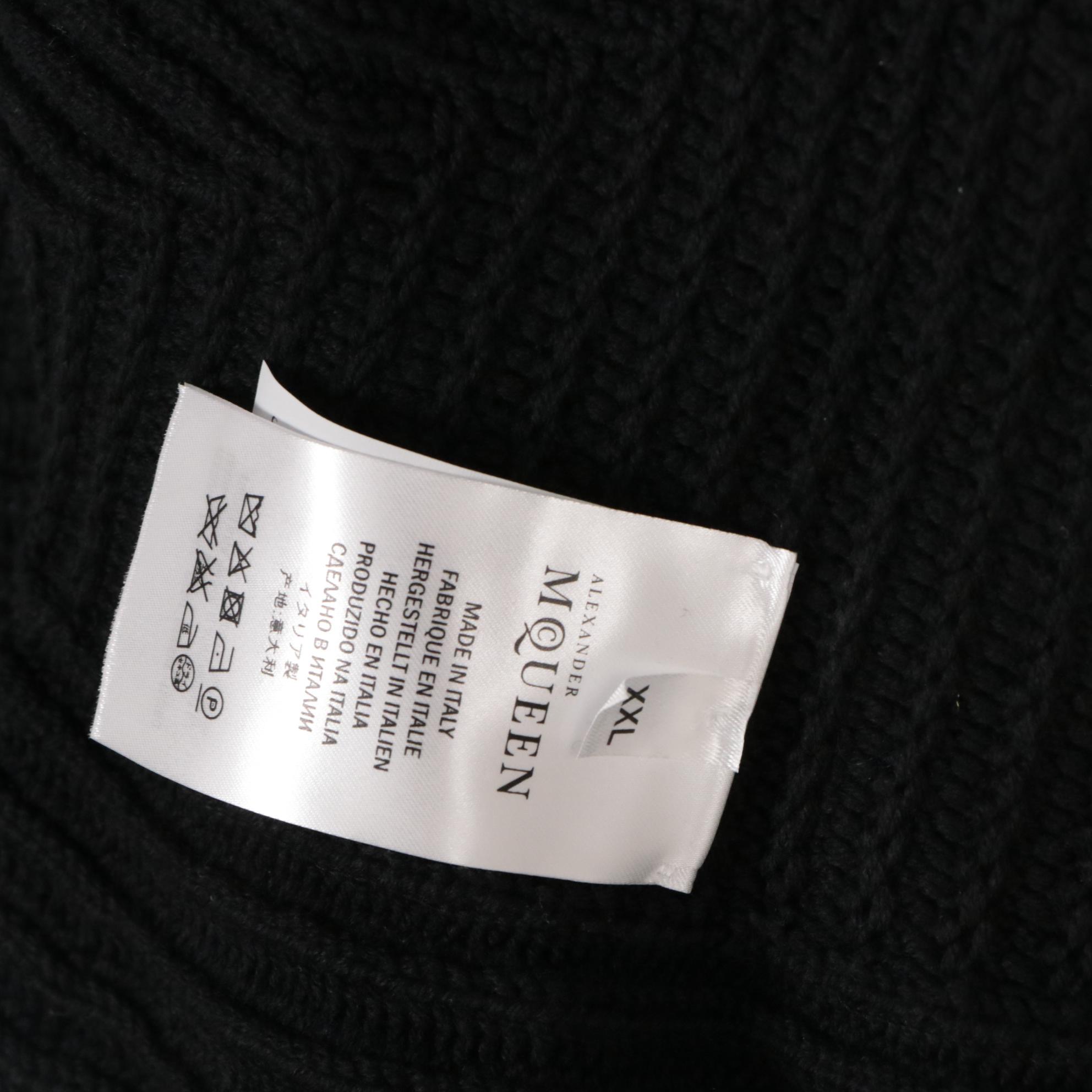 Alexander McQueen Black Chunky Knit Wool Peplum Hem Flared Sleeve Cardigan