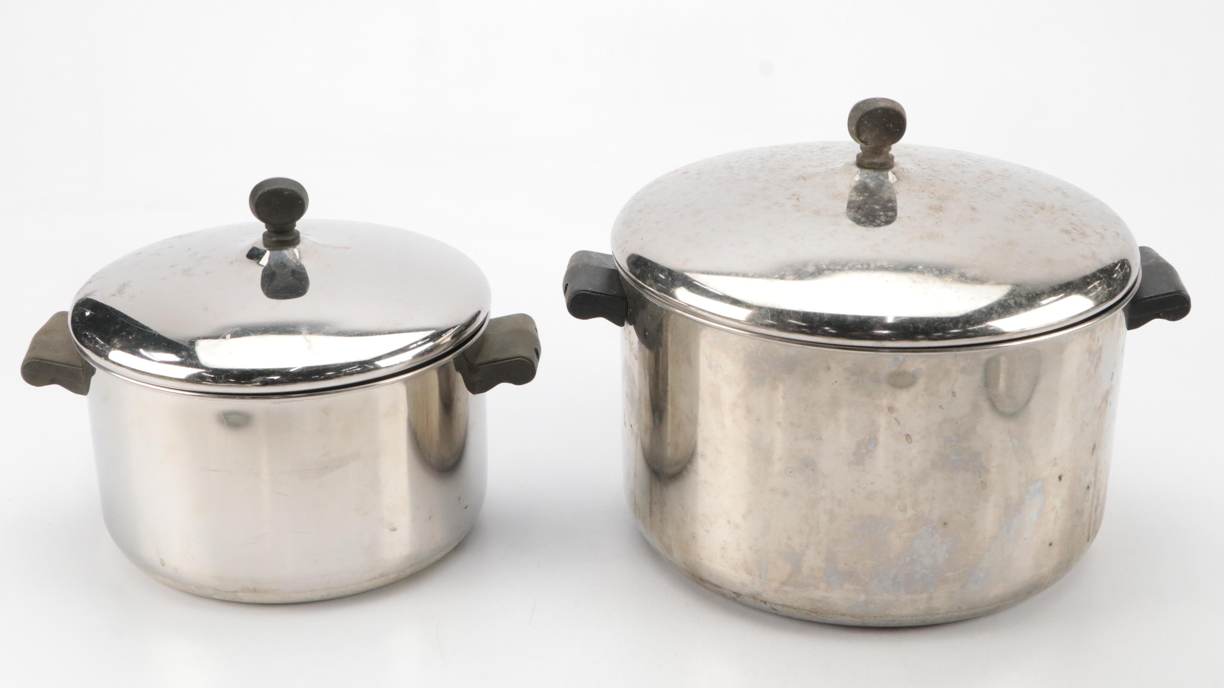 Faberware Aluminum Clad Stainless Steel Pots and Pans, Mid to Late 20th Century
