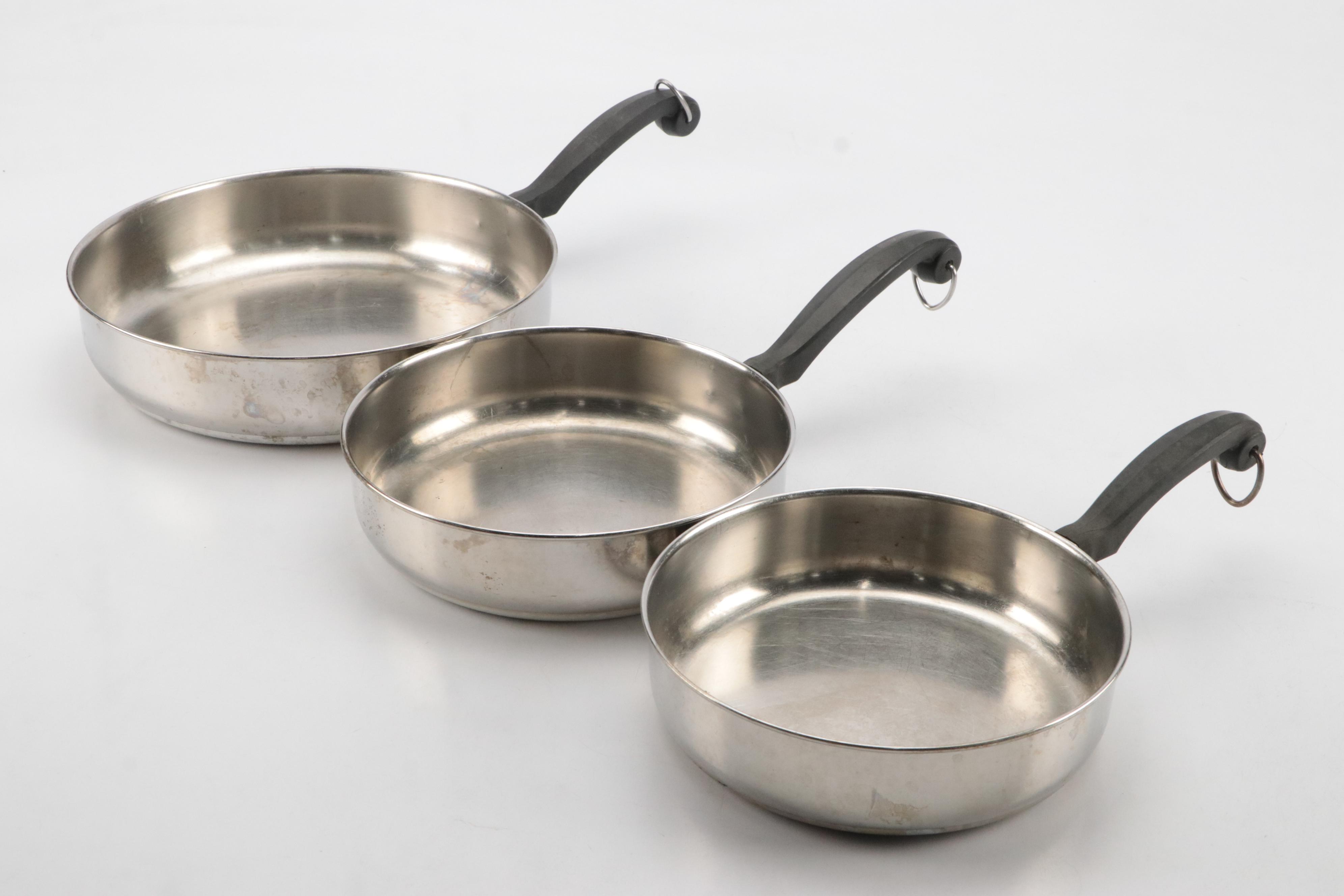 Faberware Aluminum Clad Stainless Steel Pots and Pans, Mid to Late 20th Century