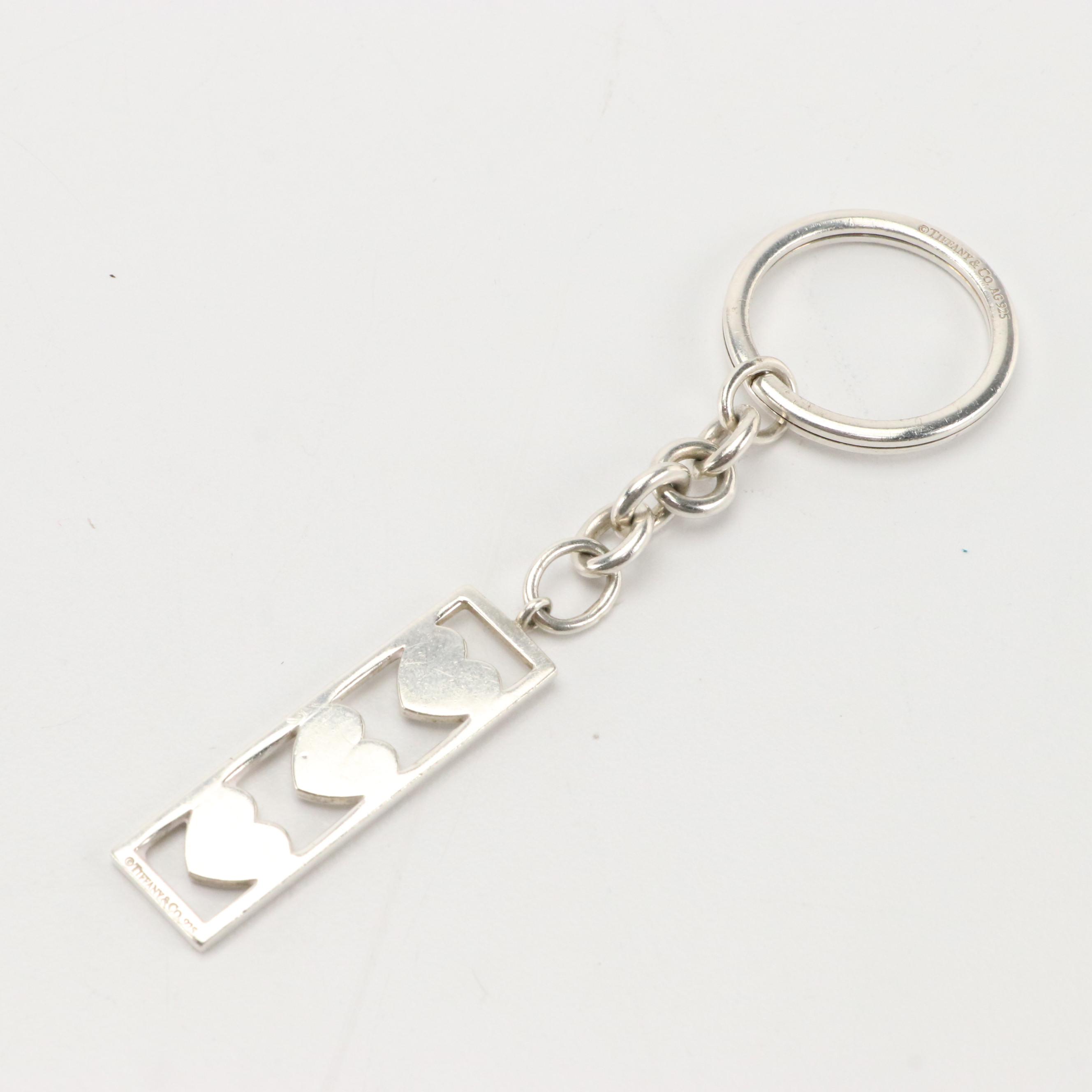 Tiffany & Co. Sterling Silver Stacked Heart Keychain