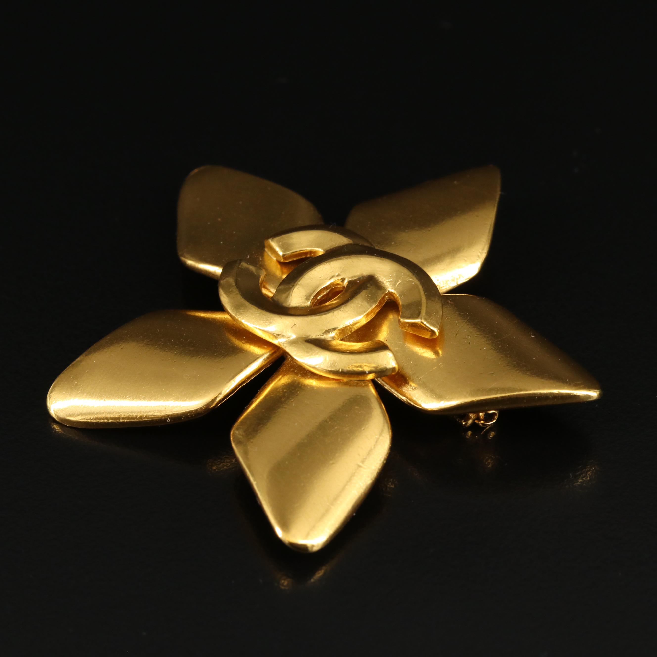 Chanel Logo Flower Brooch