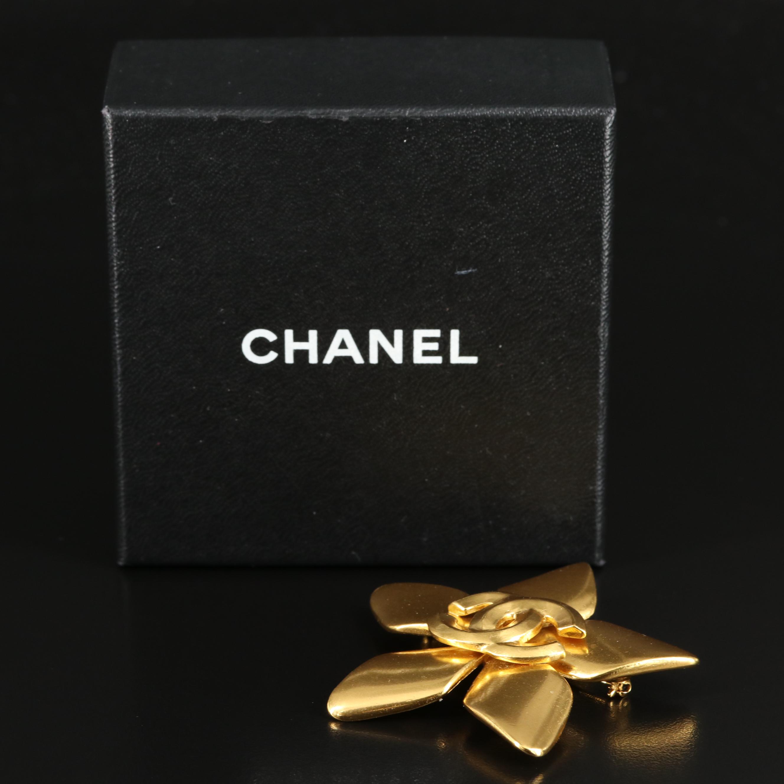 Chanel Logo Flower Brooch