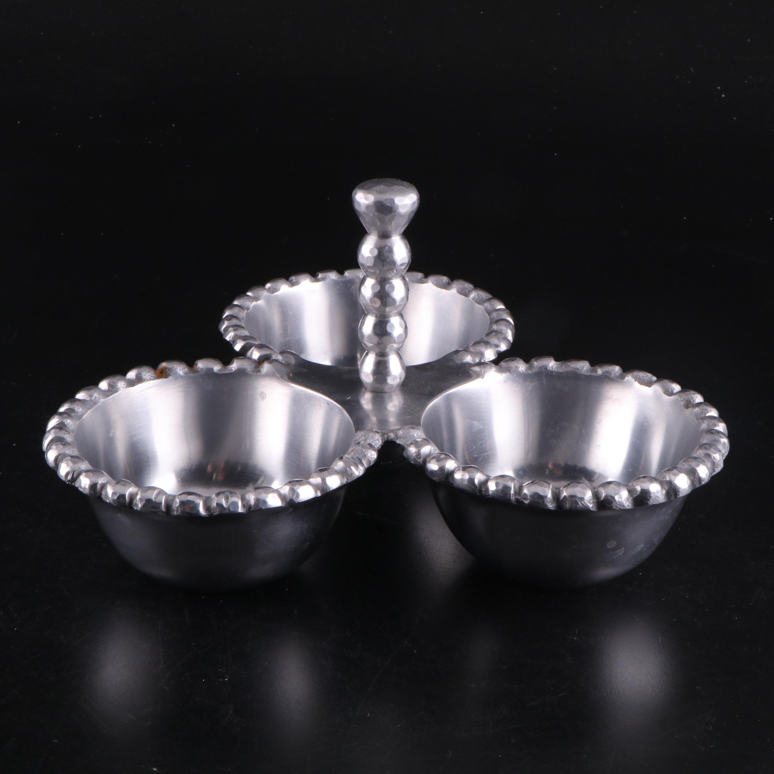 Mariposa "String of Pearls" Compote with Other Beaded Aluminum Serveware