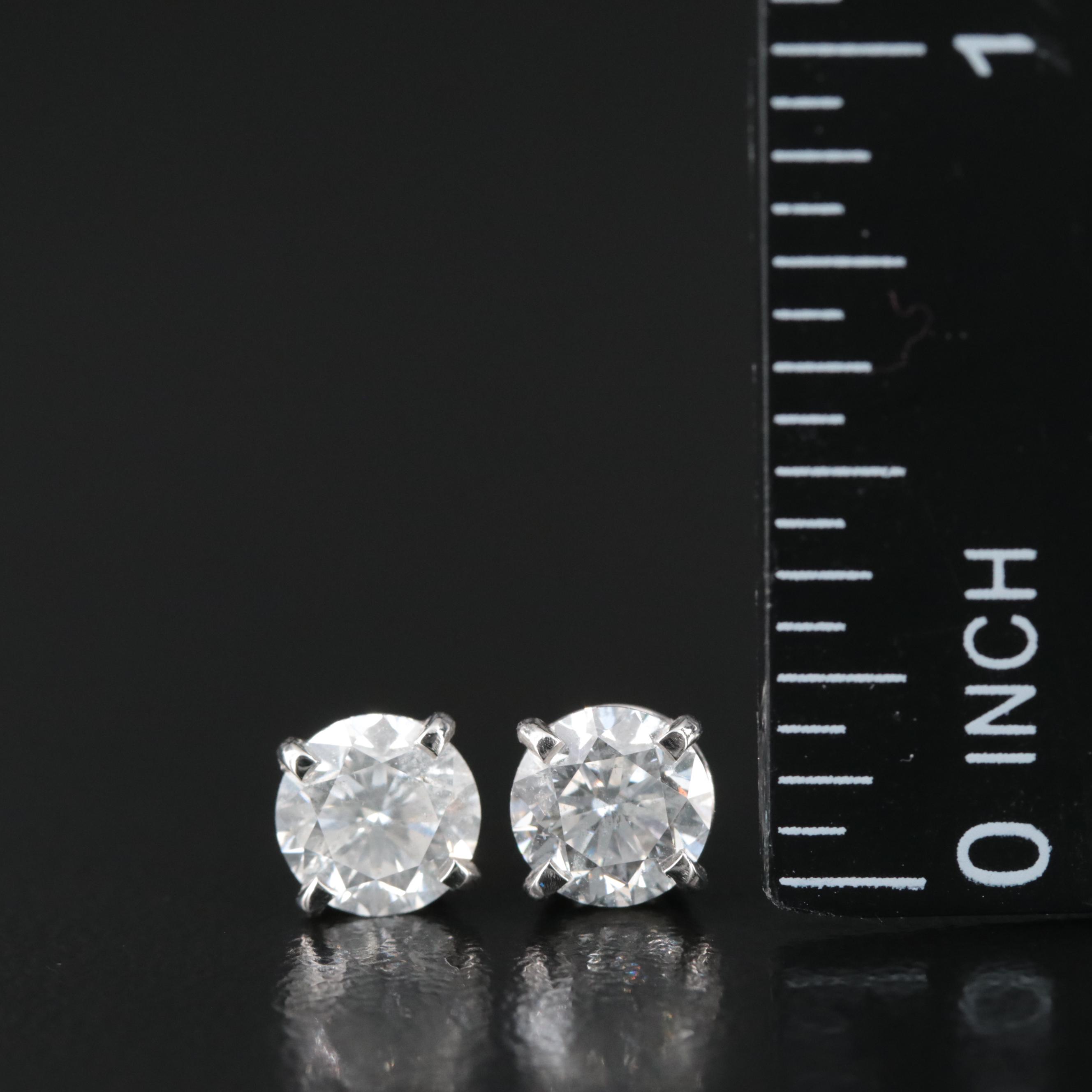Platinum 2.00 CTW Diamond Stud Earrings with Online Digital GIA eReports