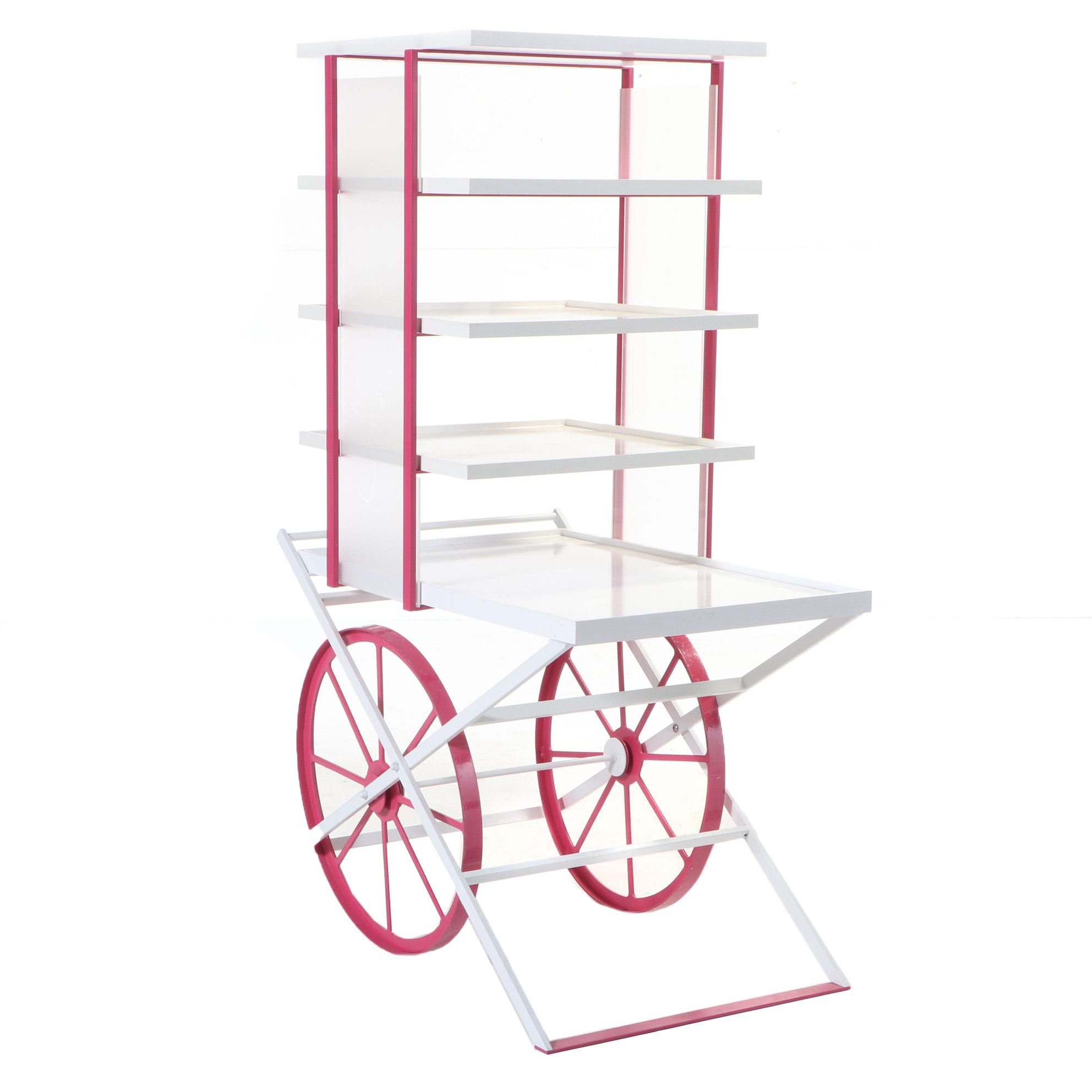Pink and White Painted Metal Tiered Cart