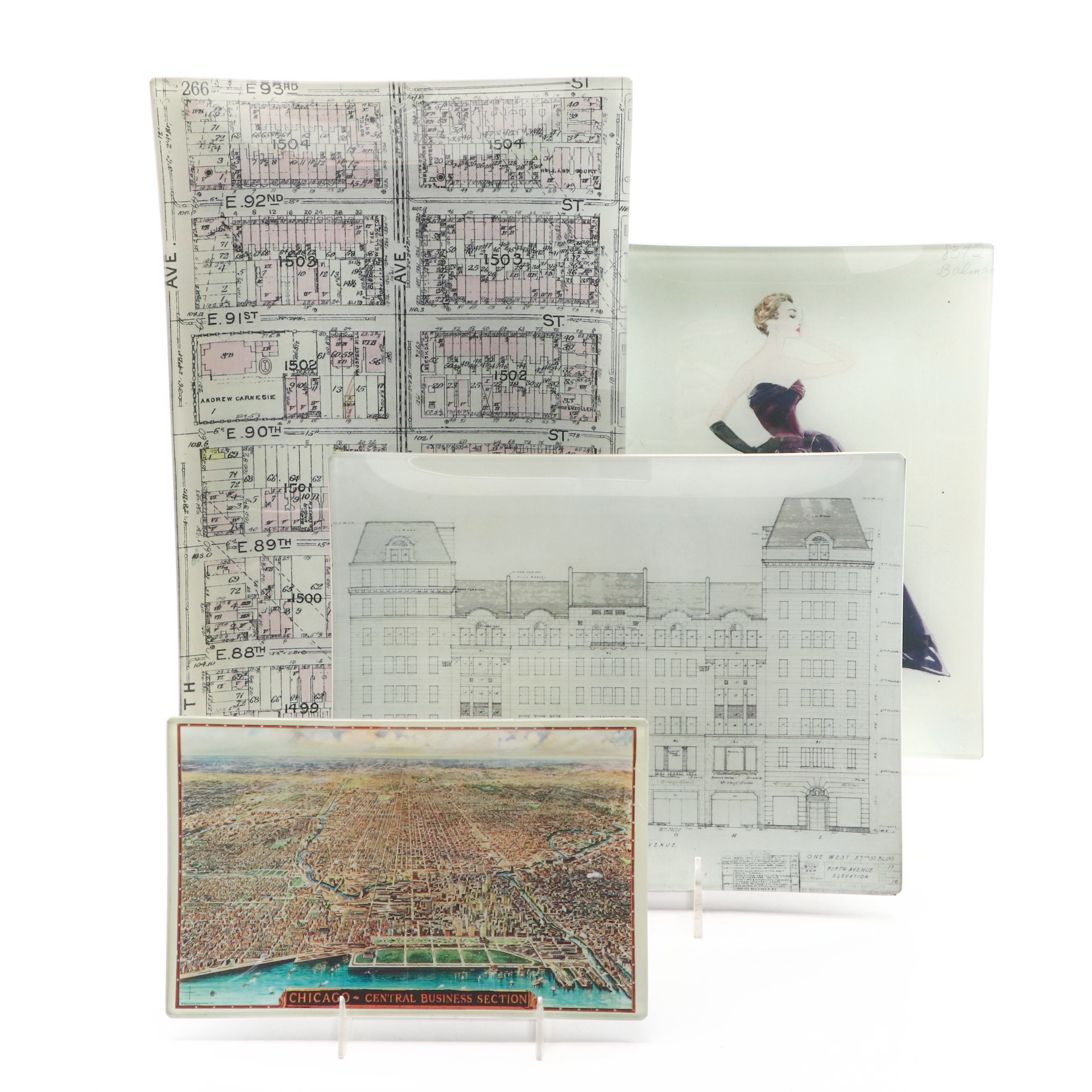 John Derian Co. and Ben's Garden Glass Decoupage Rectangular Decorative Platters