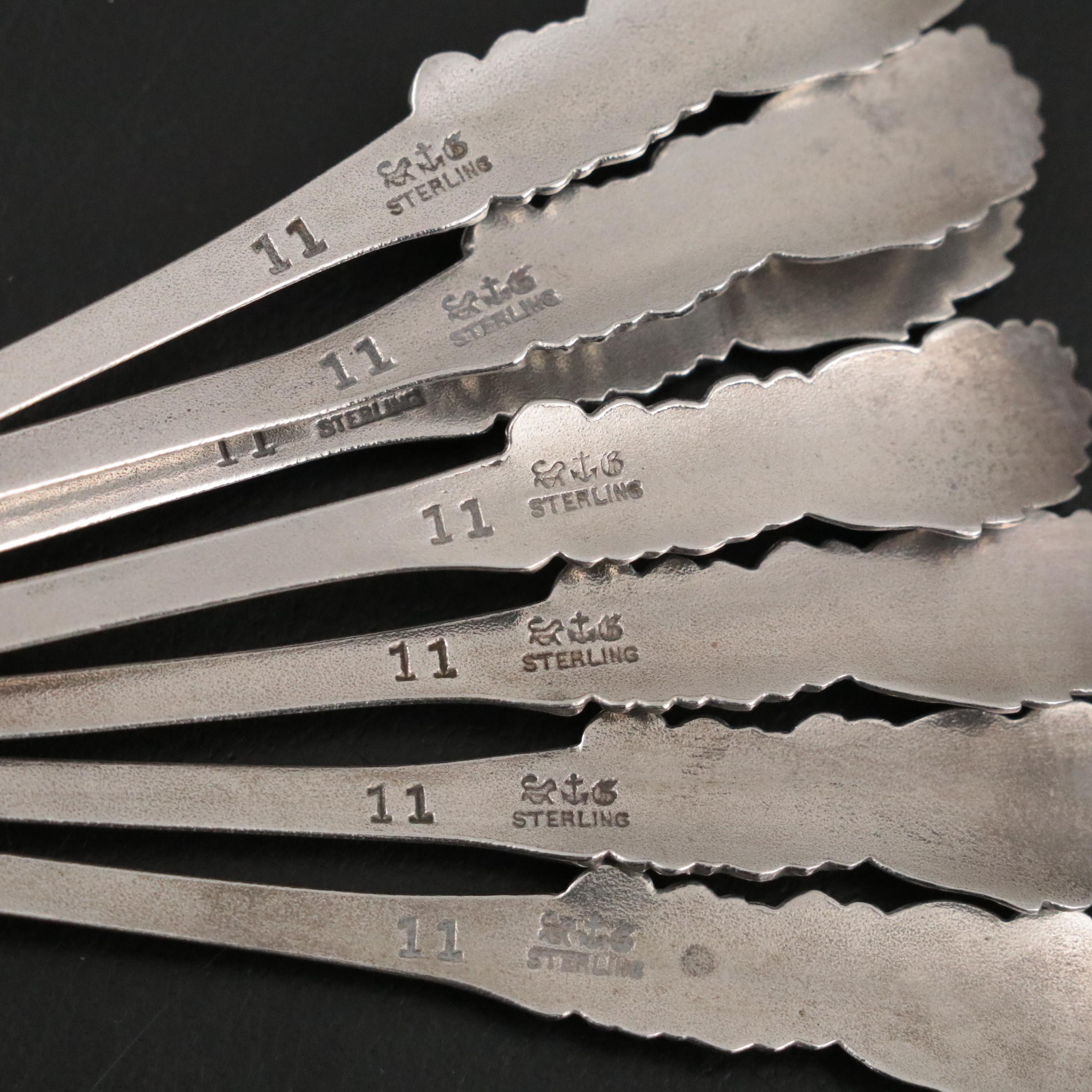 Gorham Mfg. Co. Floral Motif Sterling Silver Coffee Spoons