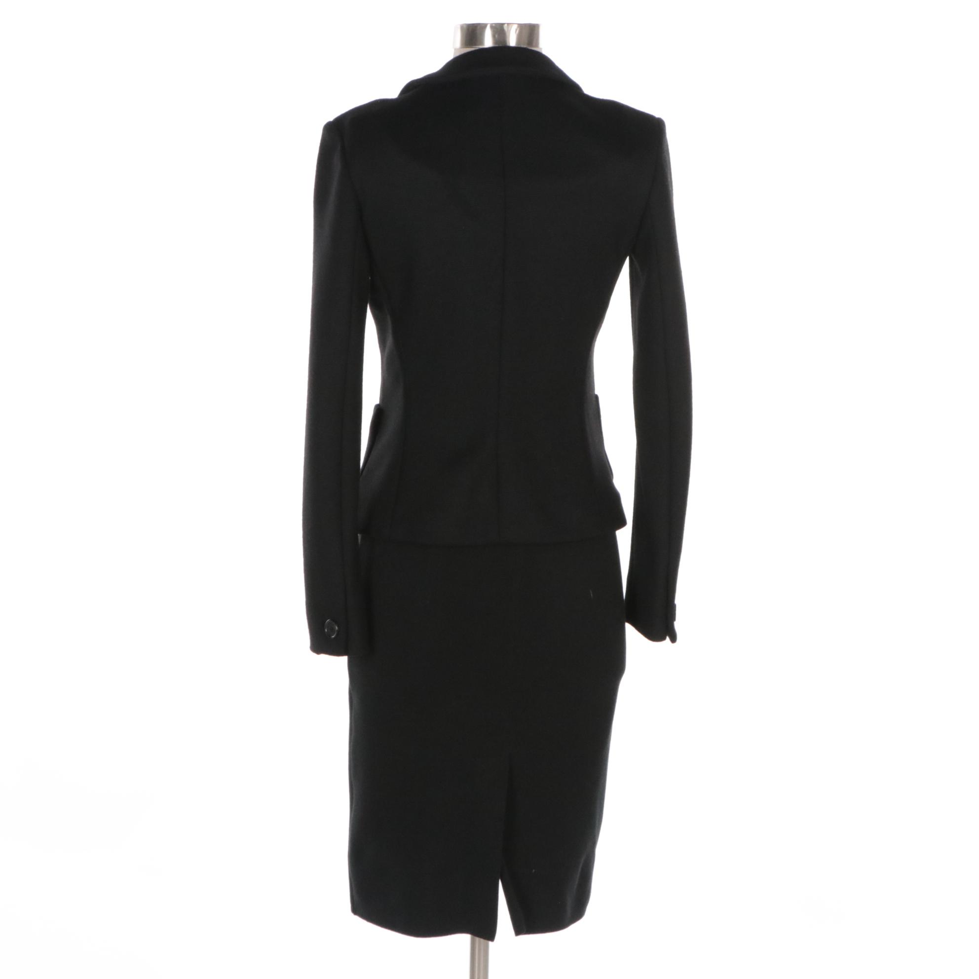 Prada Black Cotton Knit Body-Con Dress & Wool Blazer