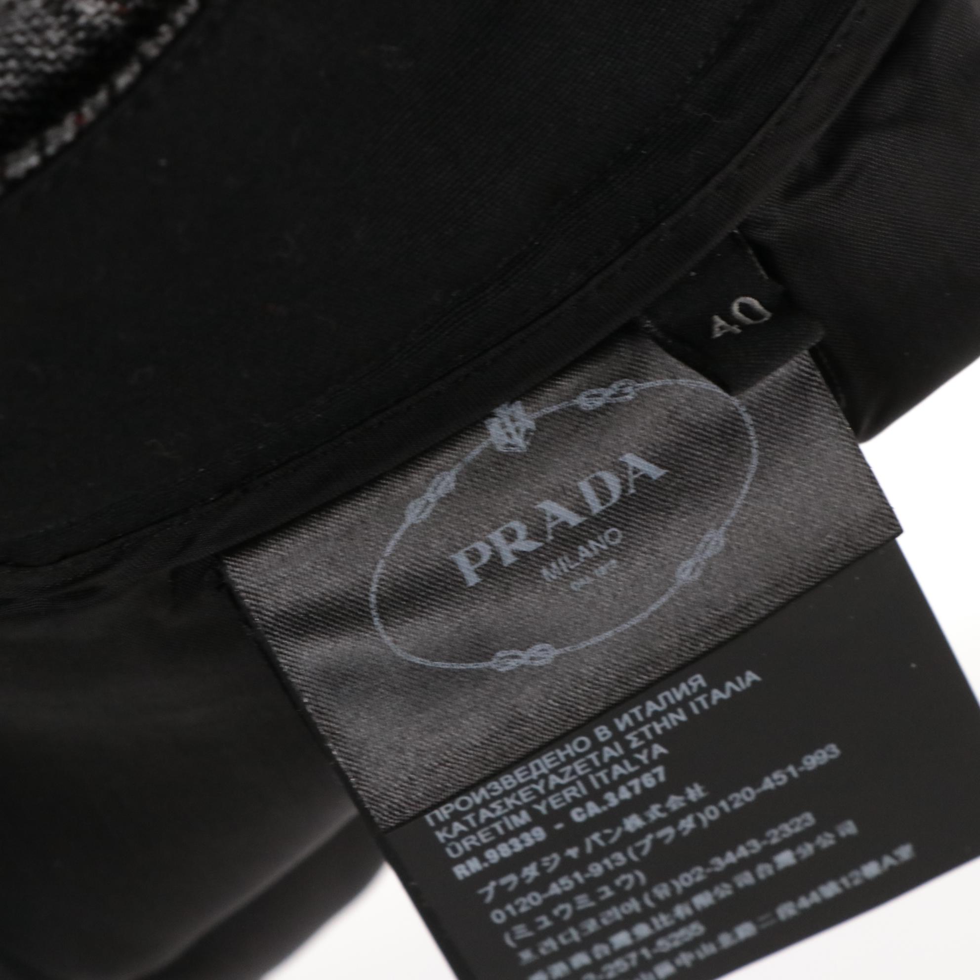 Prada Virgin Wool Double-Breasted Skirt Suit in Prince of Wales Plaid