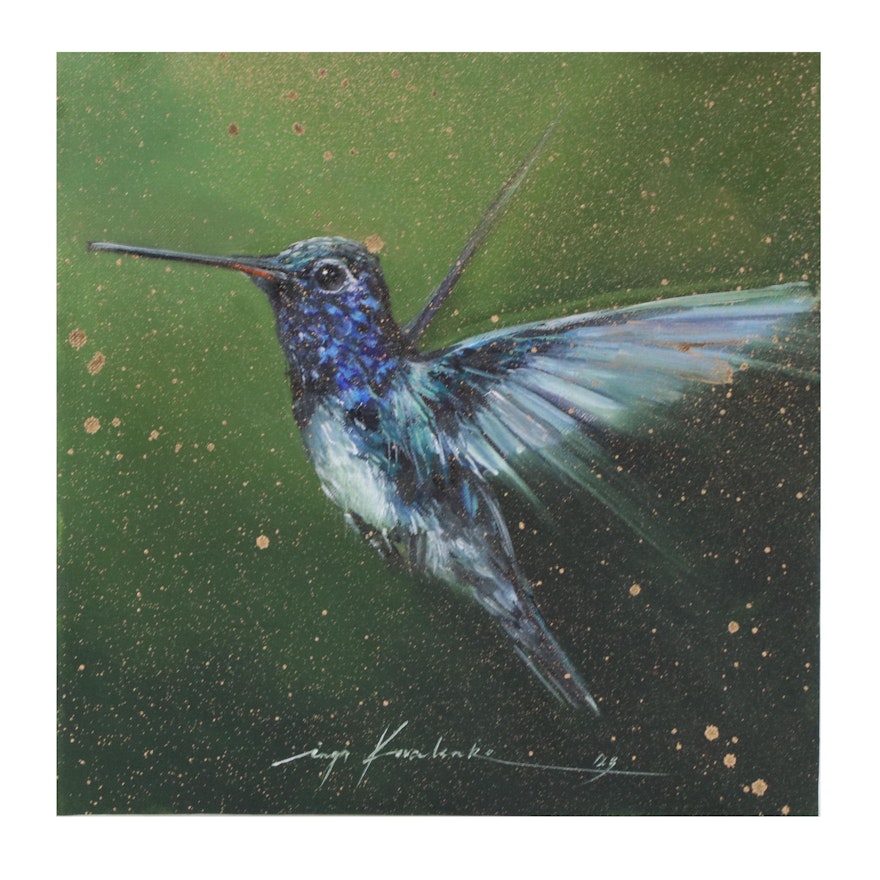 Inga Kovalenko Oil Painting of Hummingbird, 2023