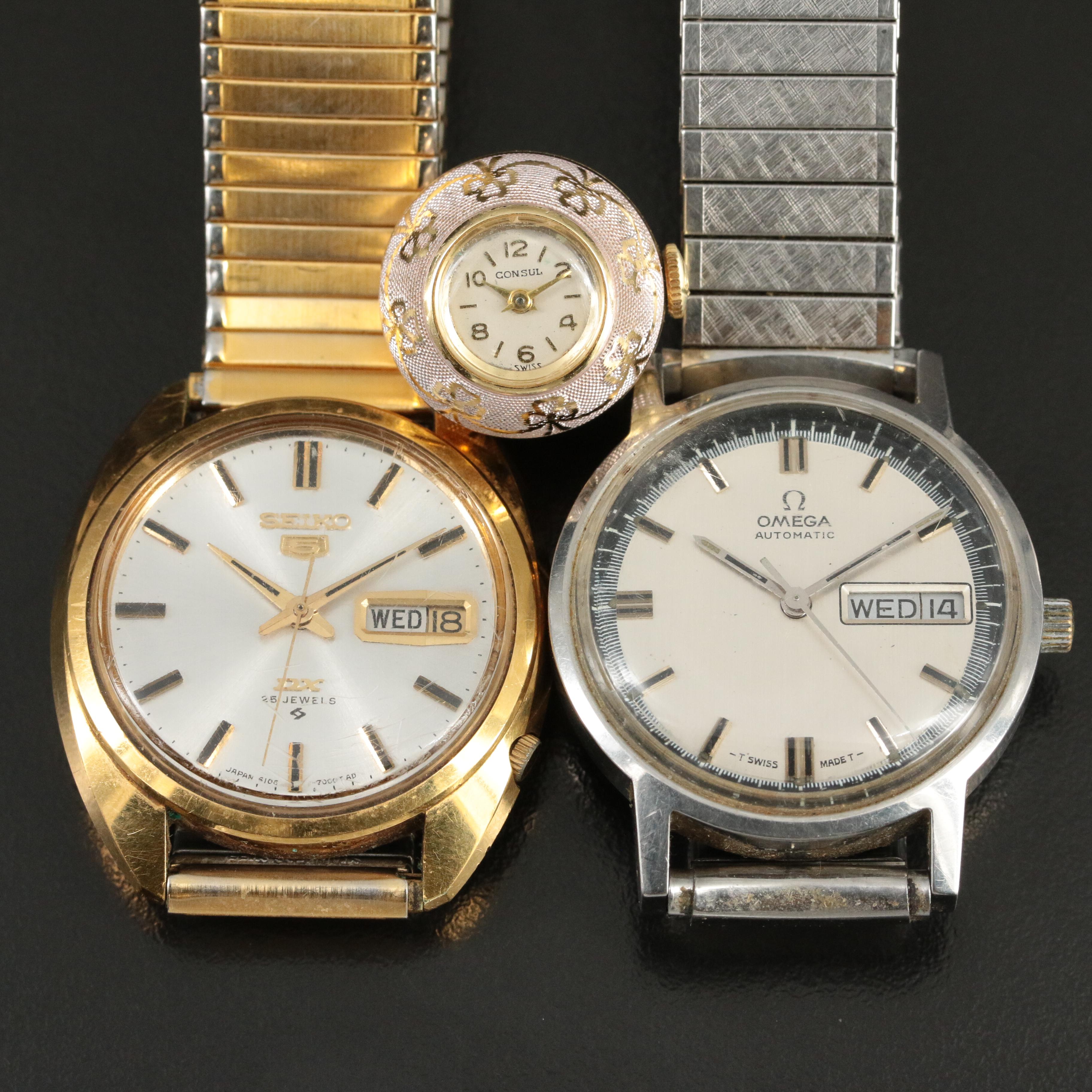 Seiko and Omega Watches with Consul Pendant Watch