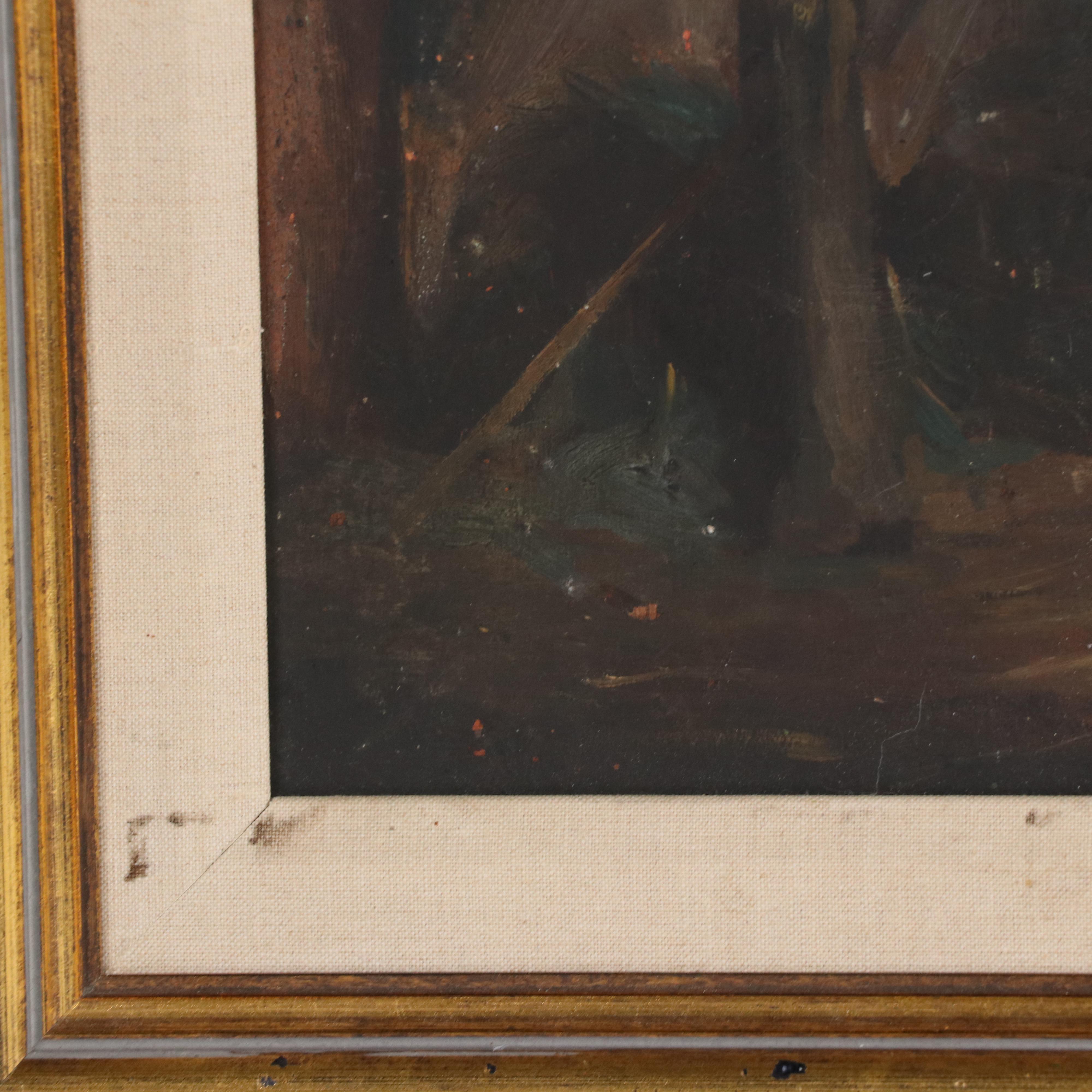 Interior Scene Oil Painting, Early 20th Century