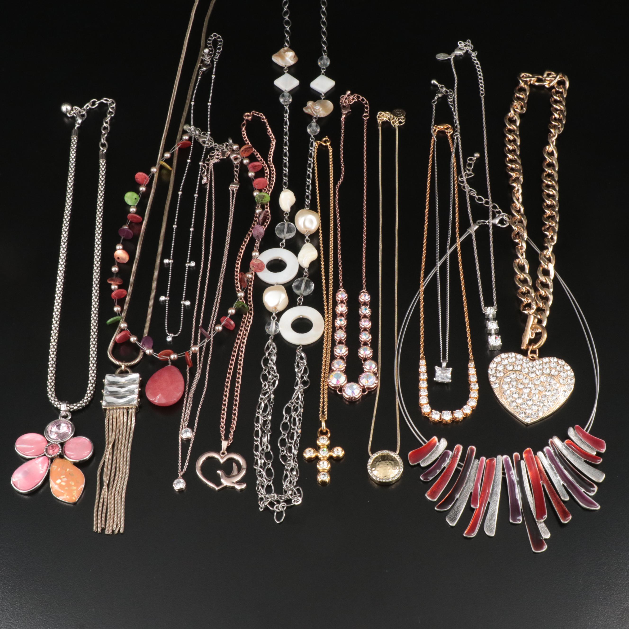 Rhinestones, Shell and Enamel Featured in Necklace Collection