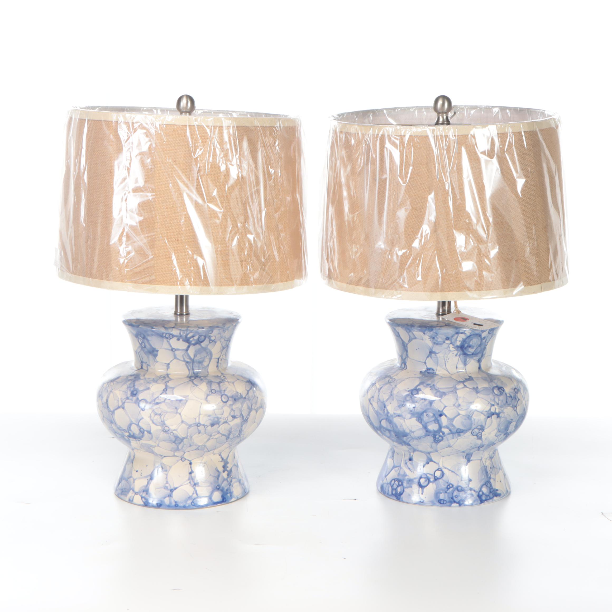 Zeugma Import Blue and White Ceramic Table Lamps