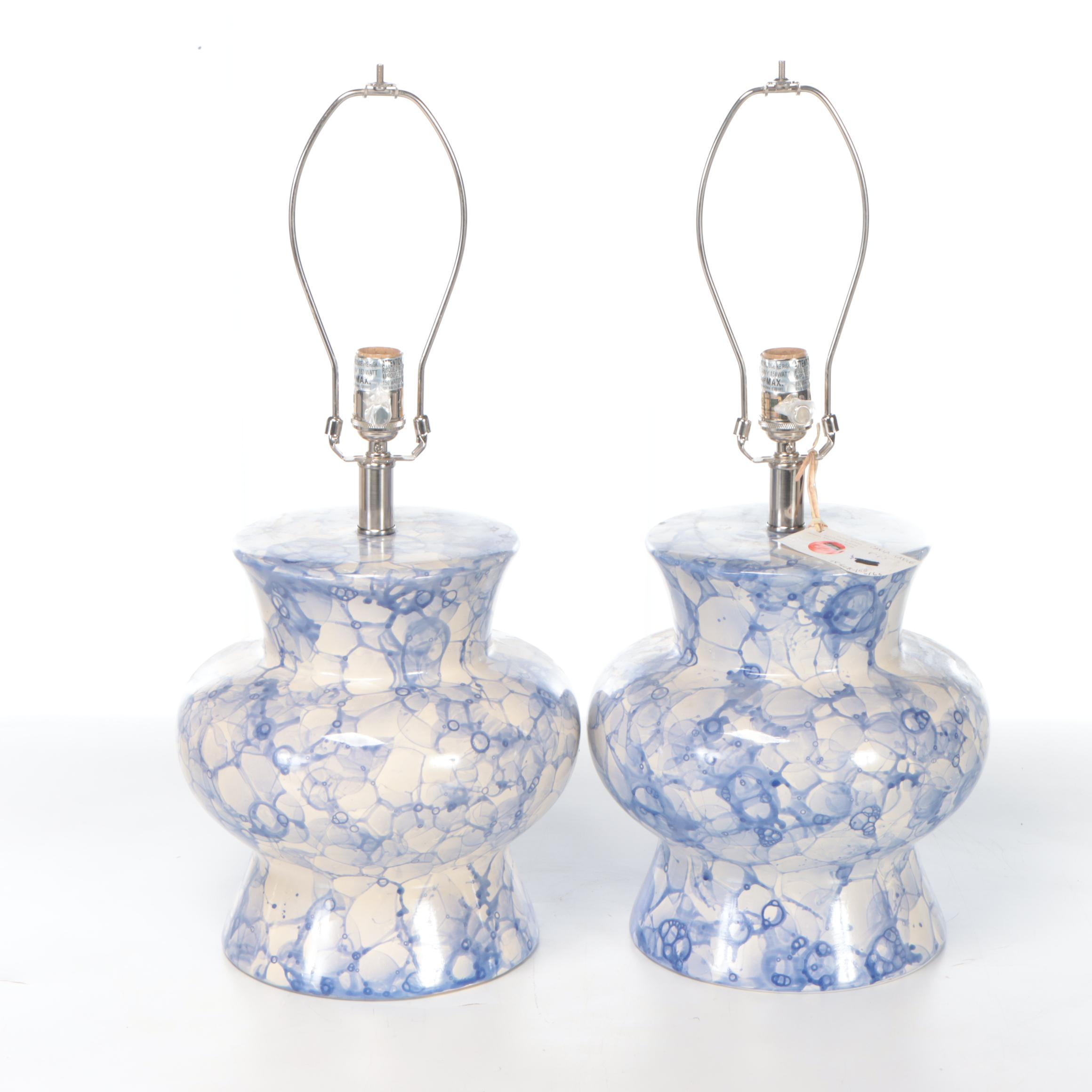 Zeugma Import Blue and White Ceramic Table Lamps