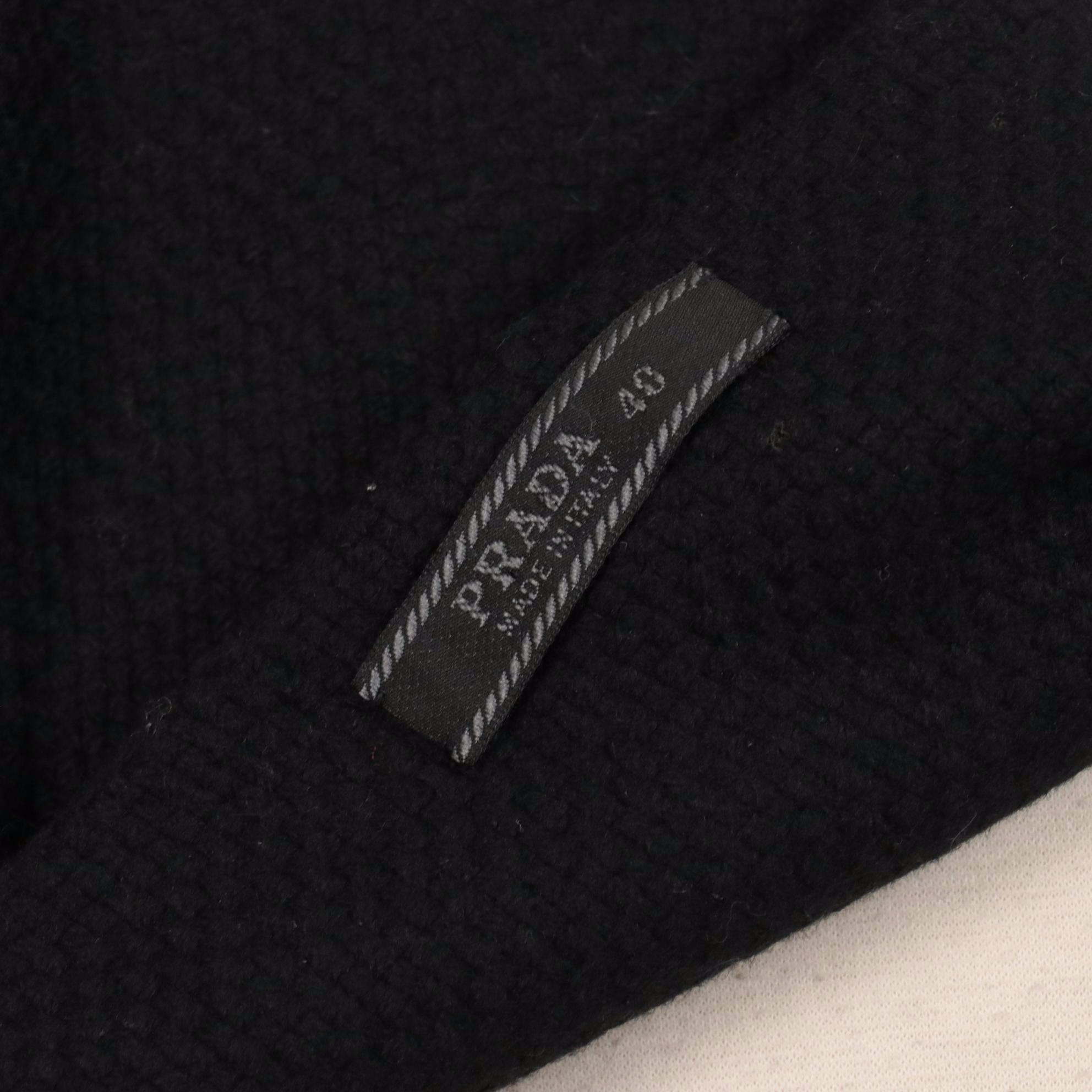 Prada Black Textured Wool Knee-Length Skirt