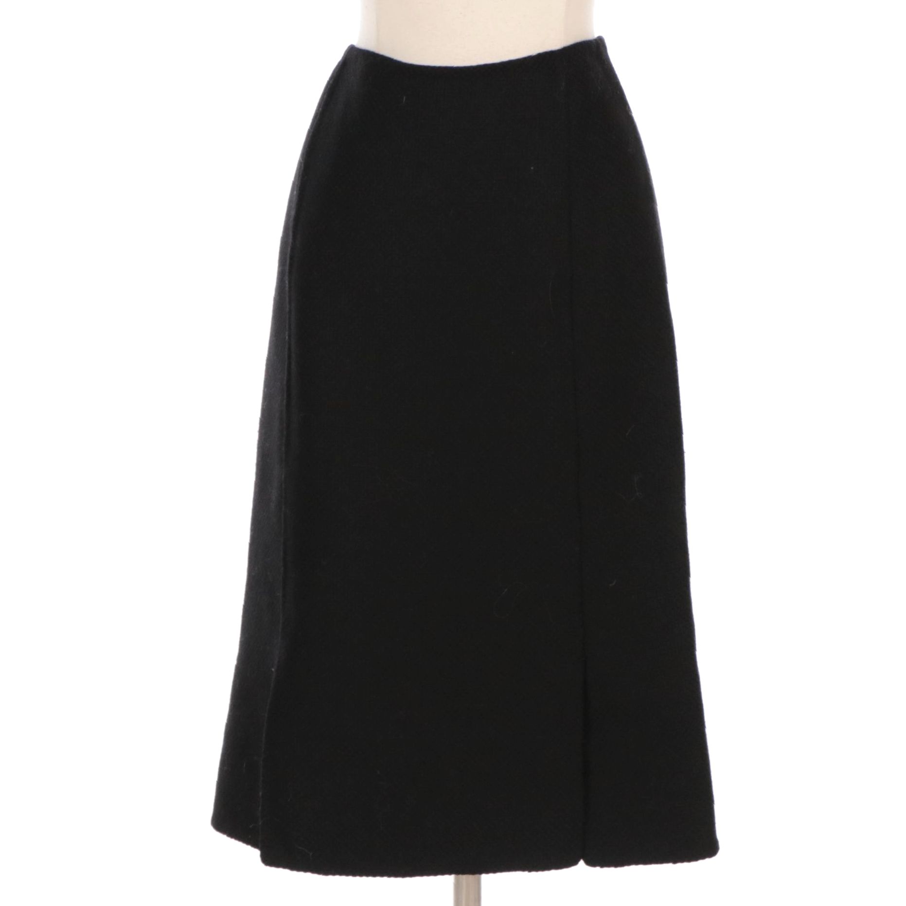 Prada Black Textured Wool Knee-Length Skirt