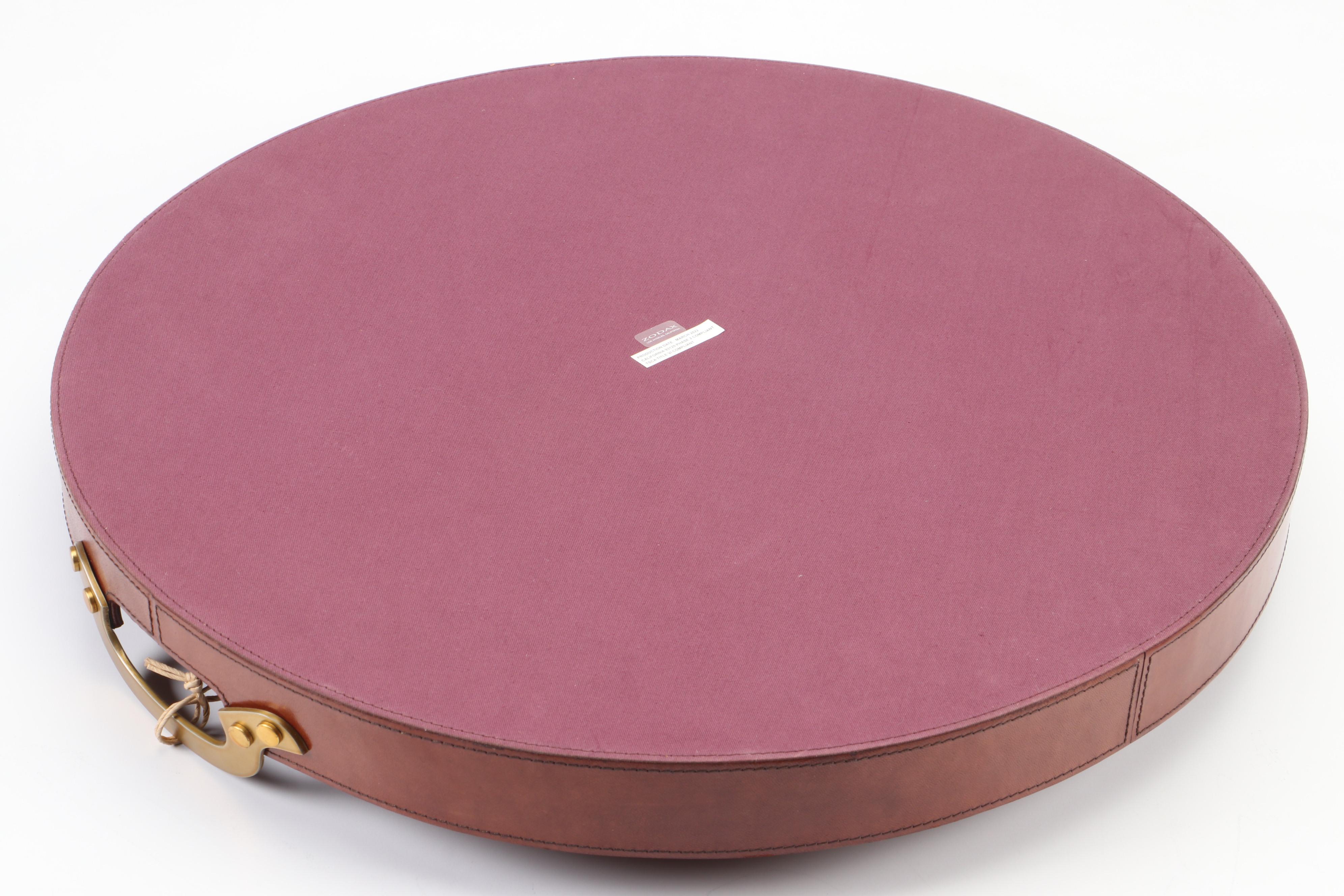 Zodax Leather Covered Tray with Metal Handles