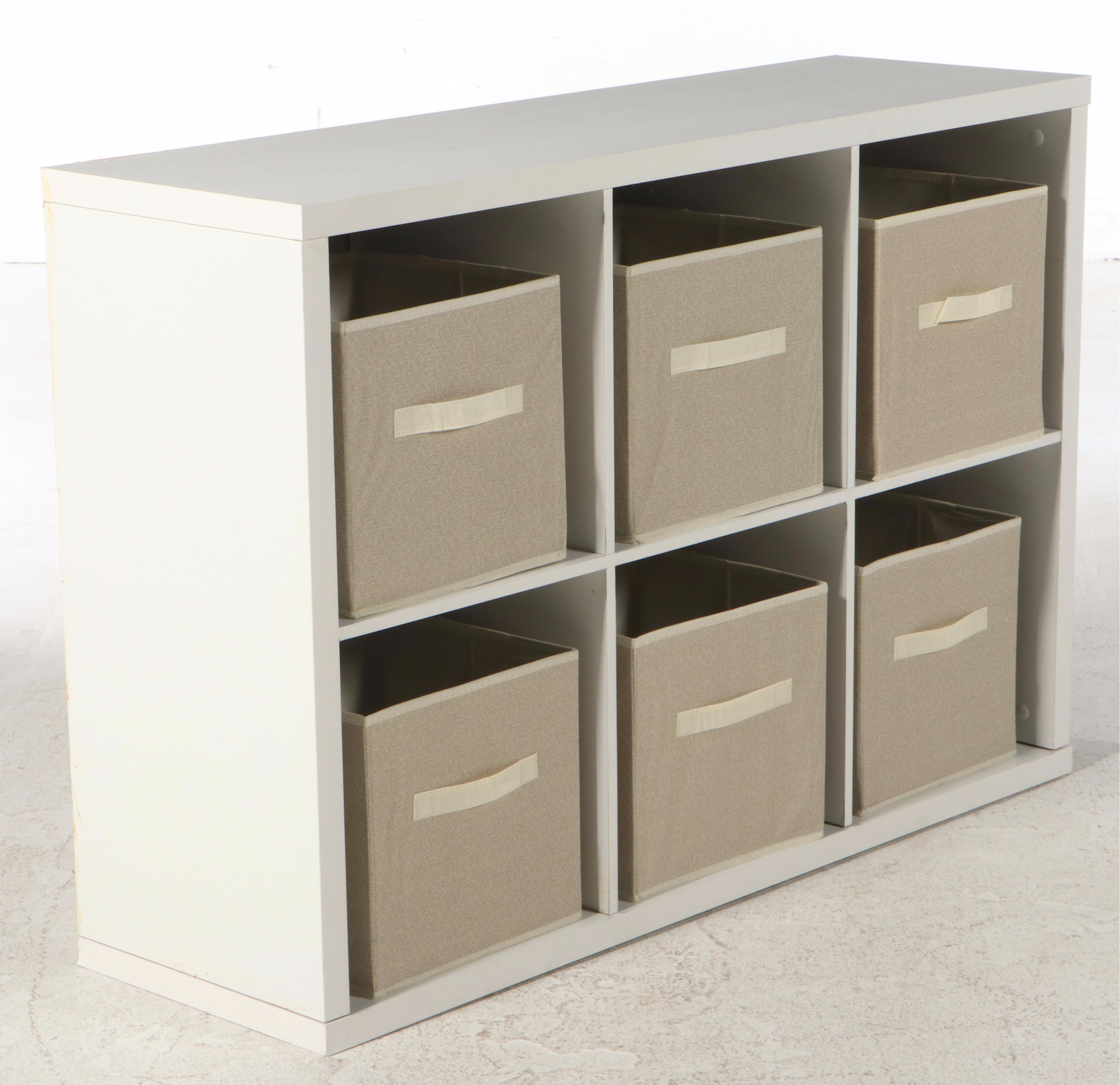 Wooden Cubby Storage with Fabric Storage Cubes EBTH