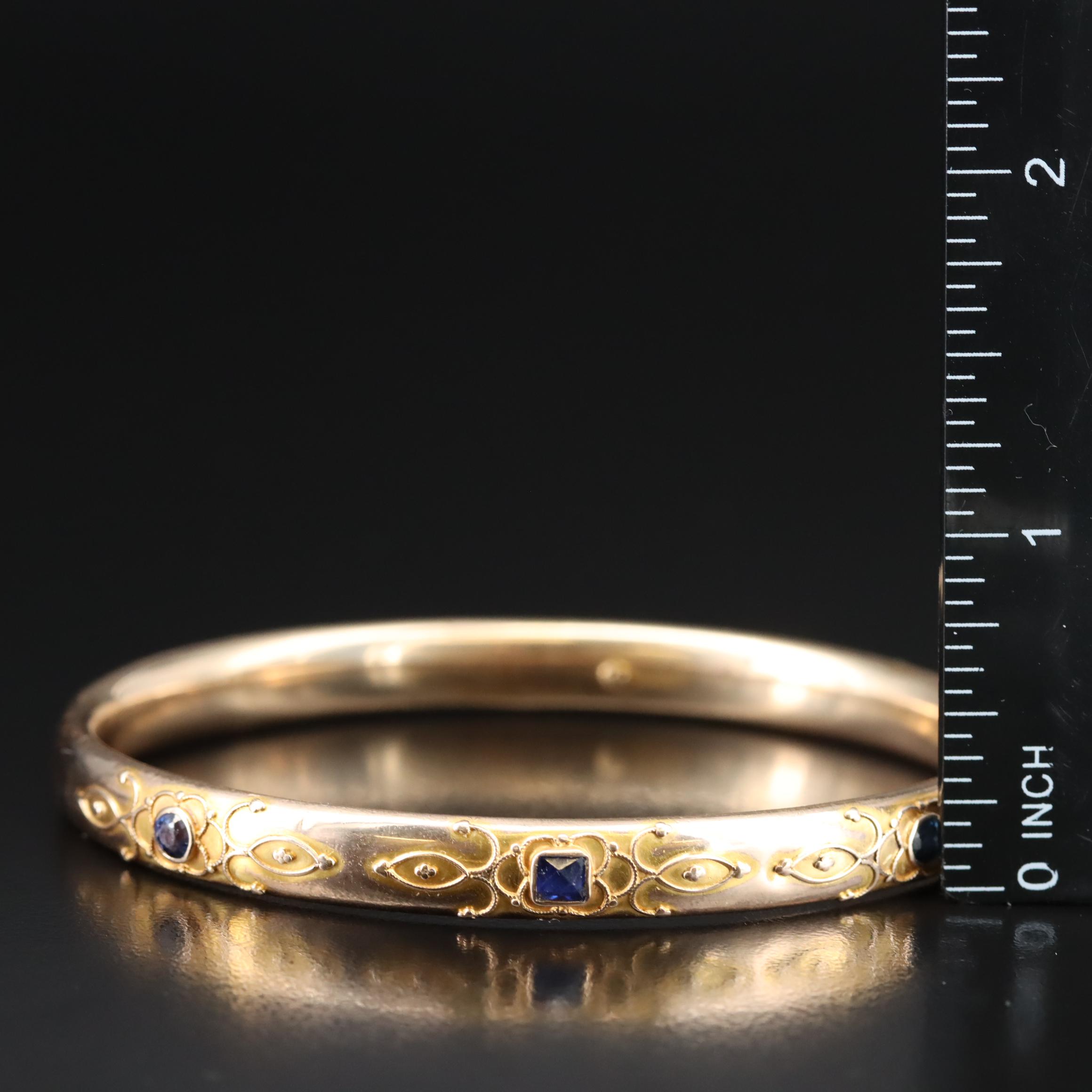 Victorian 14K Sapphire Bangle Including Color Change Sapphire