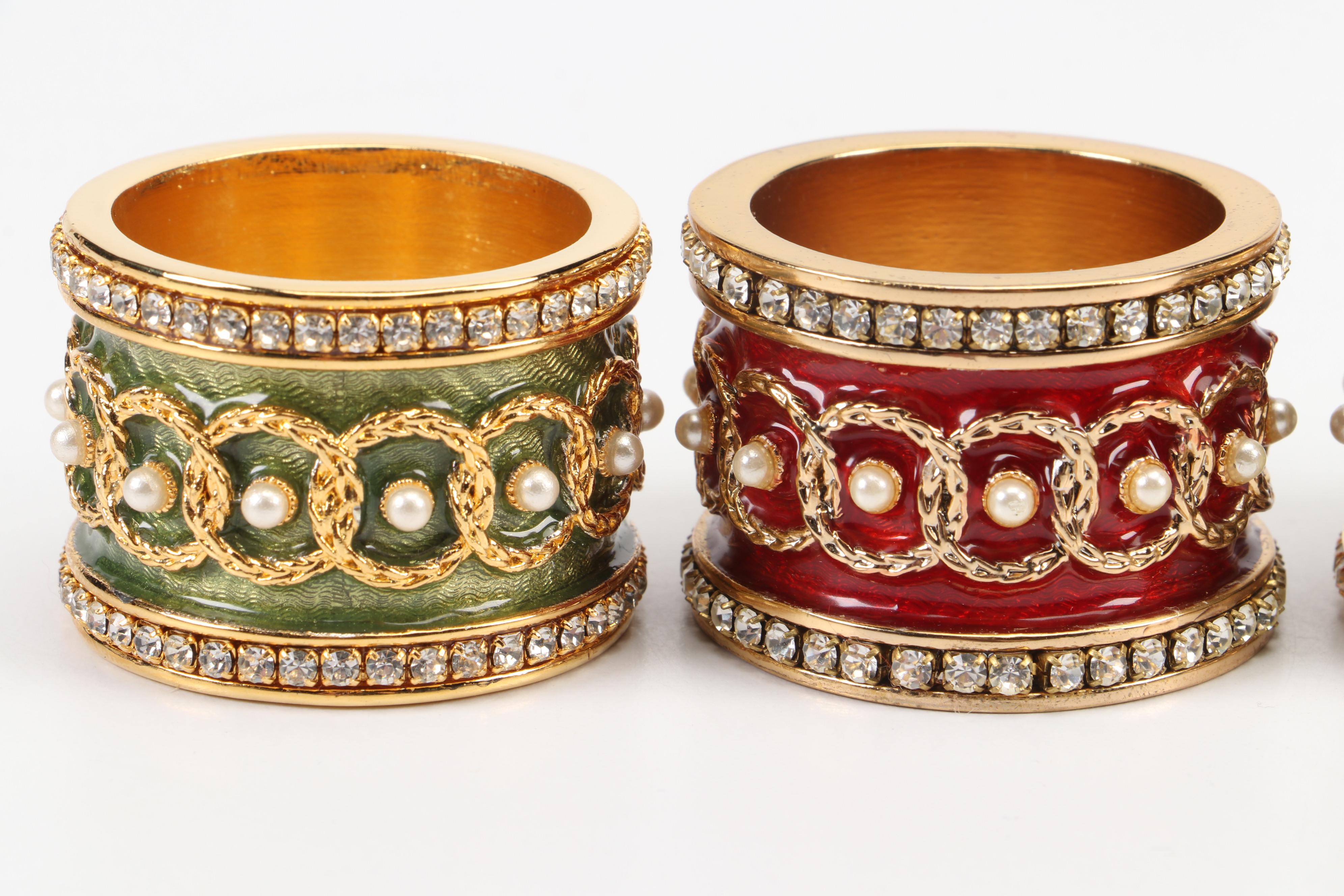 Fabergé Imperial Collection Enamel Napkin Rings with Presentation Box