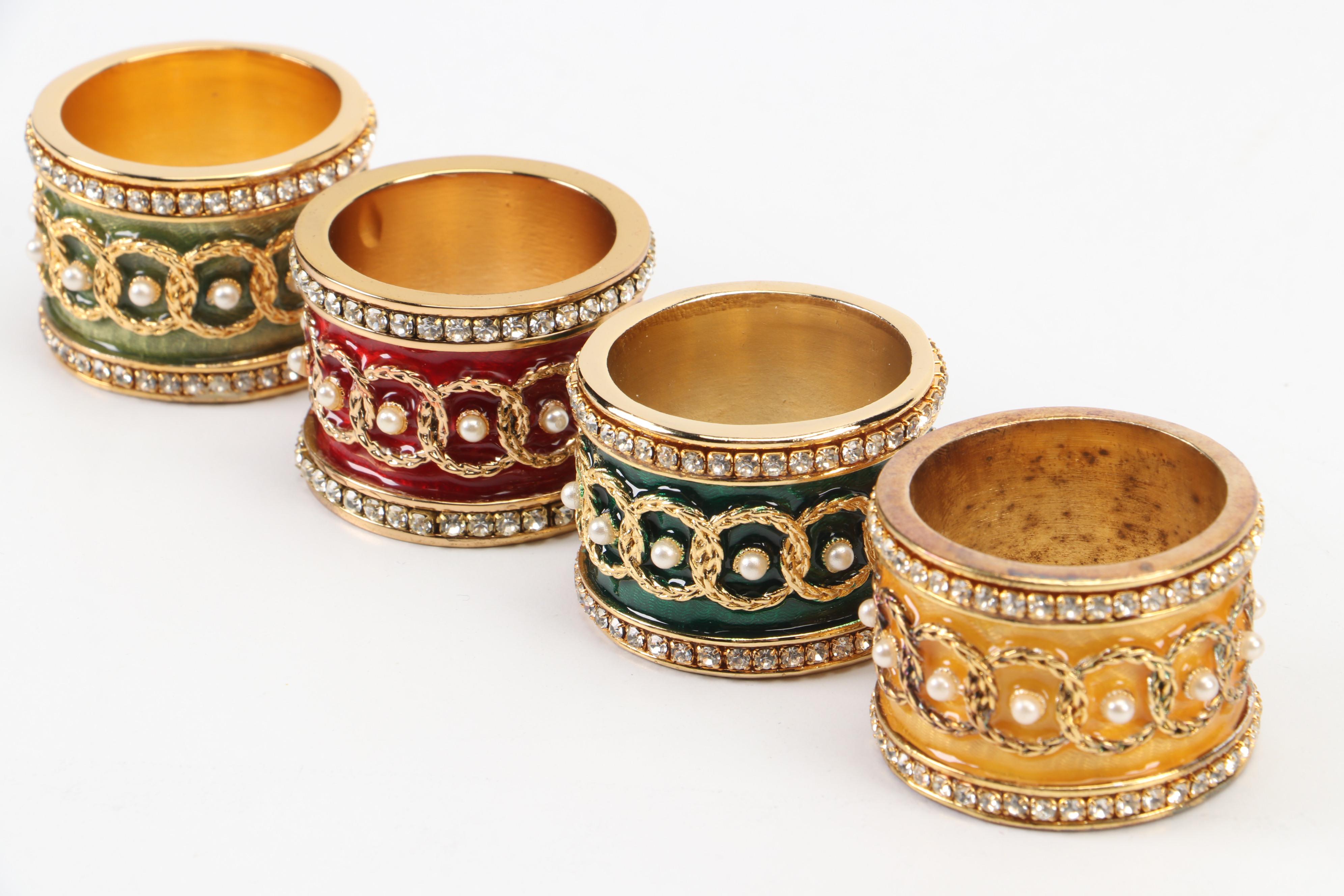 Fabergé Imperial Collection Enamel Napkin Rings with Presentation Box