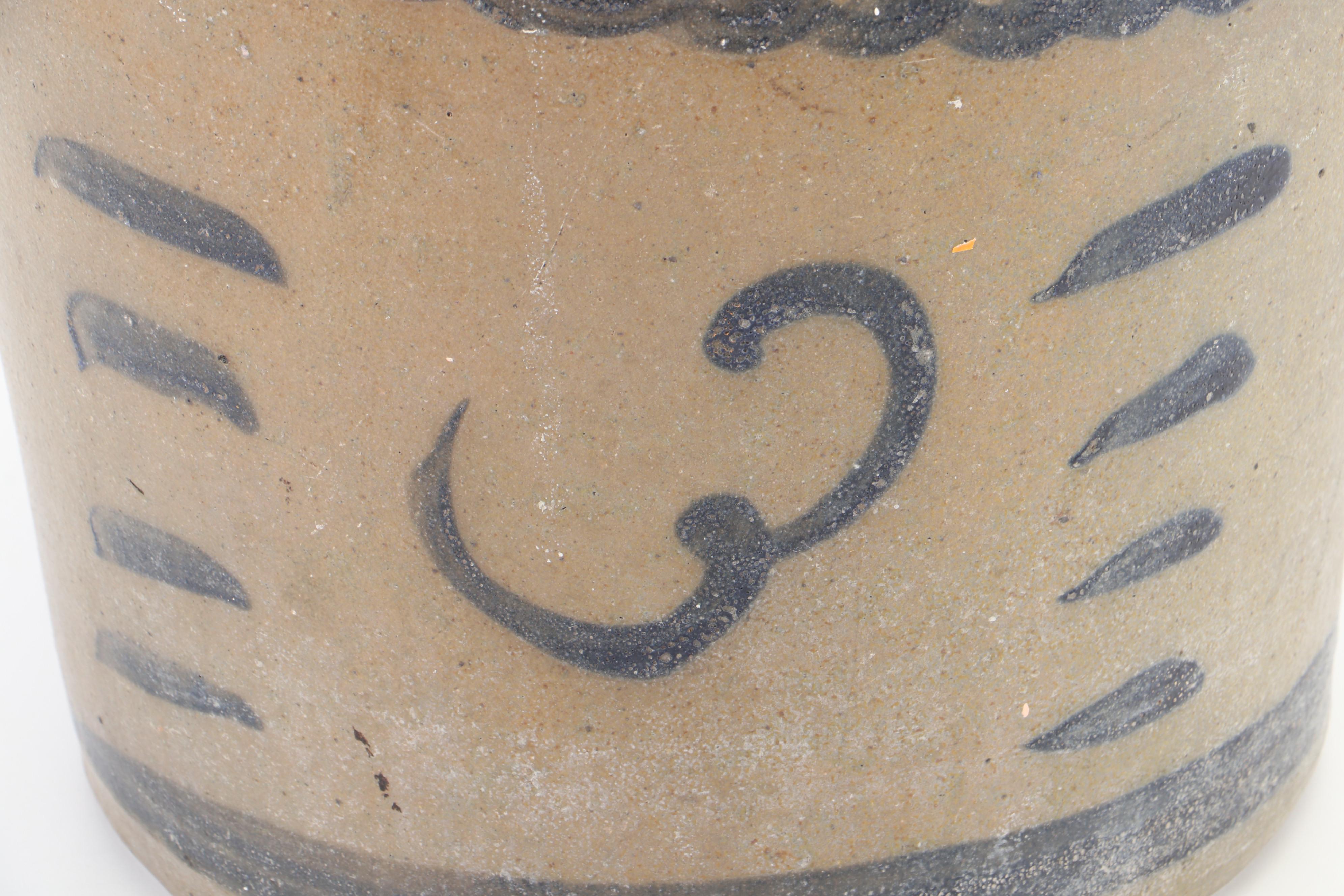 Hand-Painted Stoneware Double Handle Crock