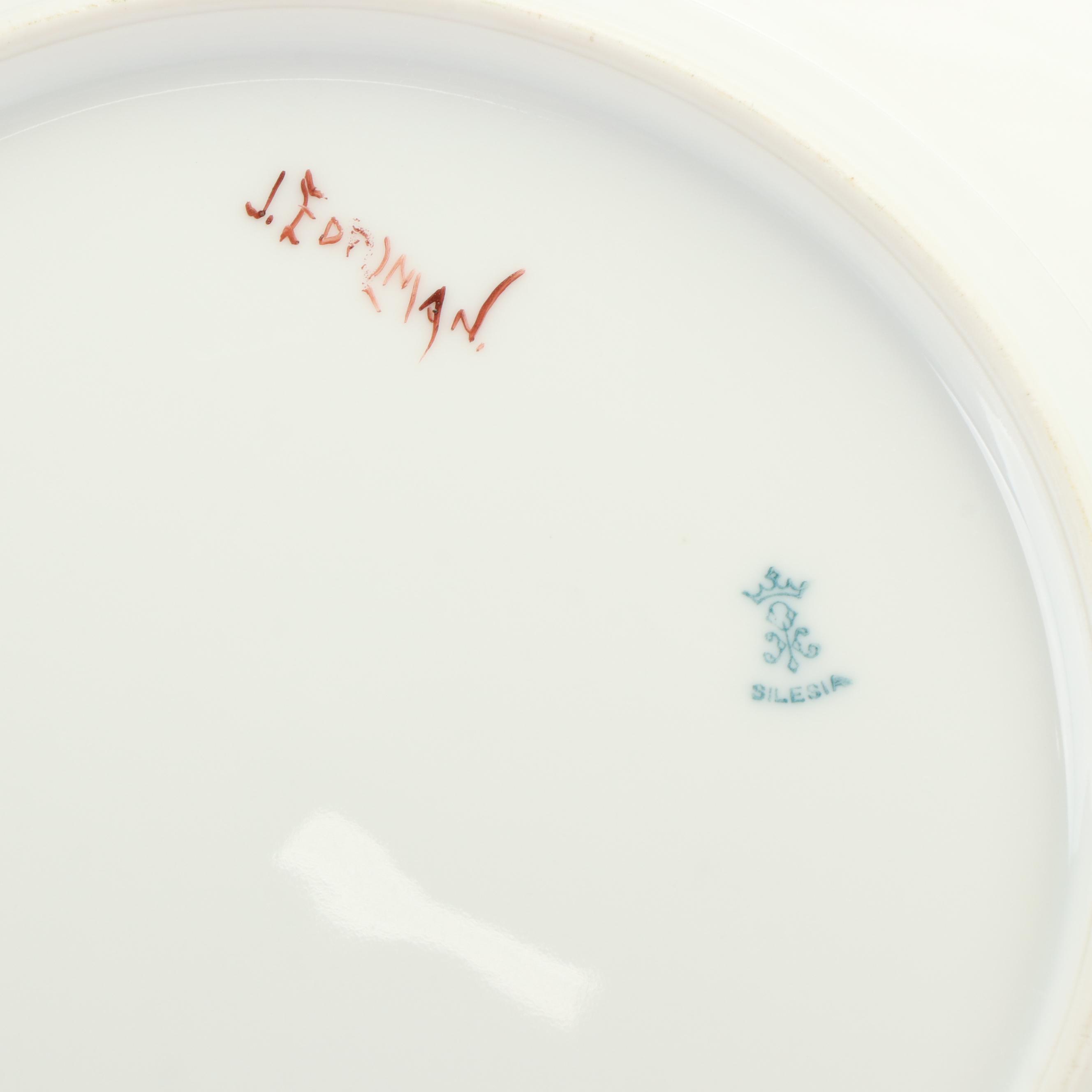 Bavarian Hand-Painted Blue Floral Gilt Porcelain Dinnerware, Early 20th C.