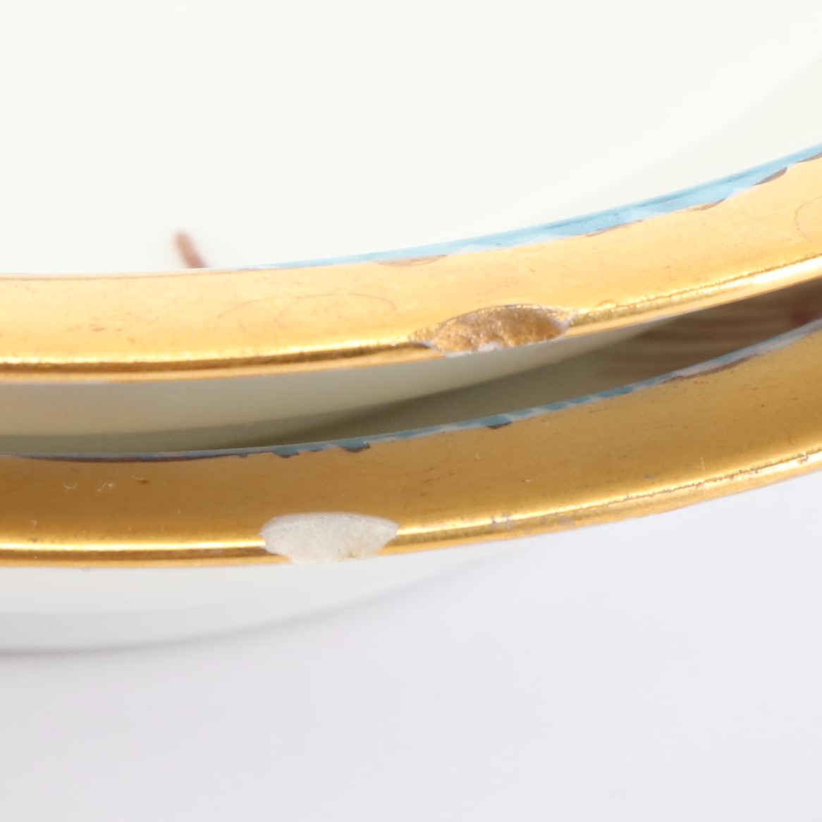 Bavarian Hand-Painted Blue Floral Gilt Porcelain Dinnerware, Early 20th C.