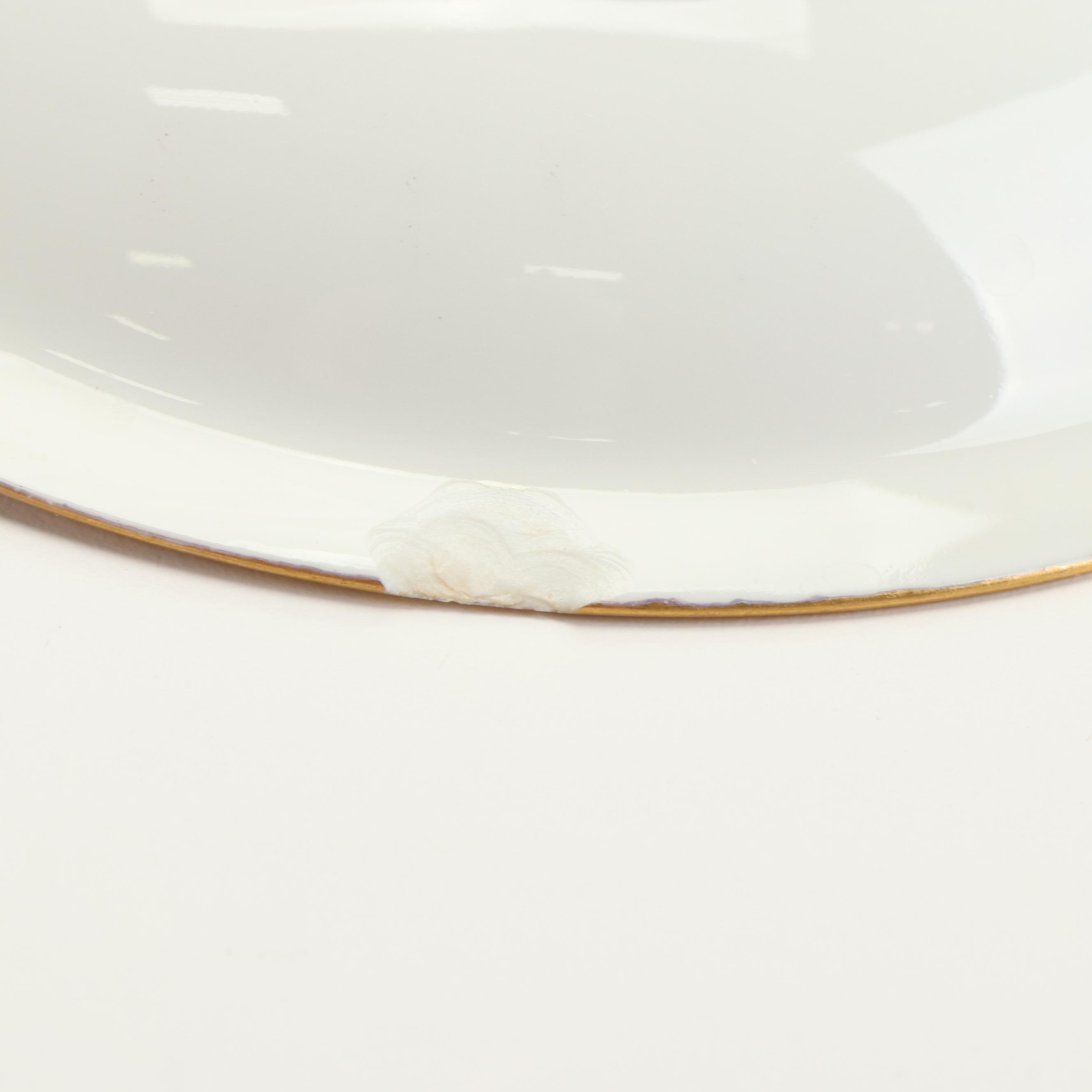 Bavarian Hand-Painted Blue Floral Gilt Porcelain Dinnerware, Early 20th C.