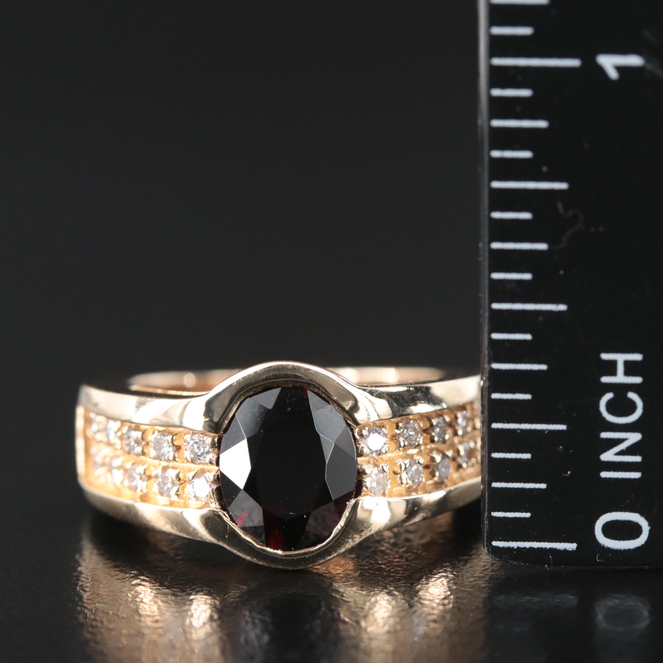10K Garnet and Diamond Ring