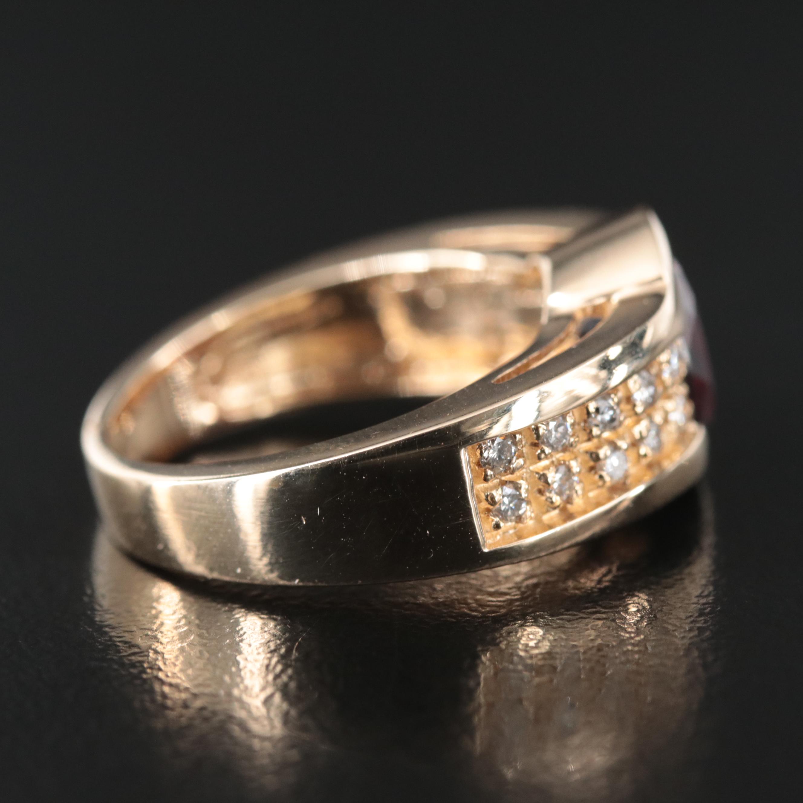 10K Garnet and Diamond Ring