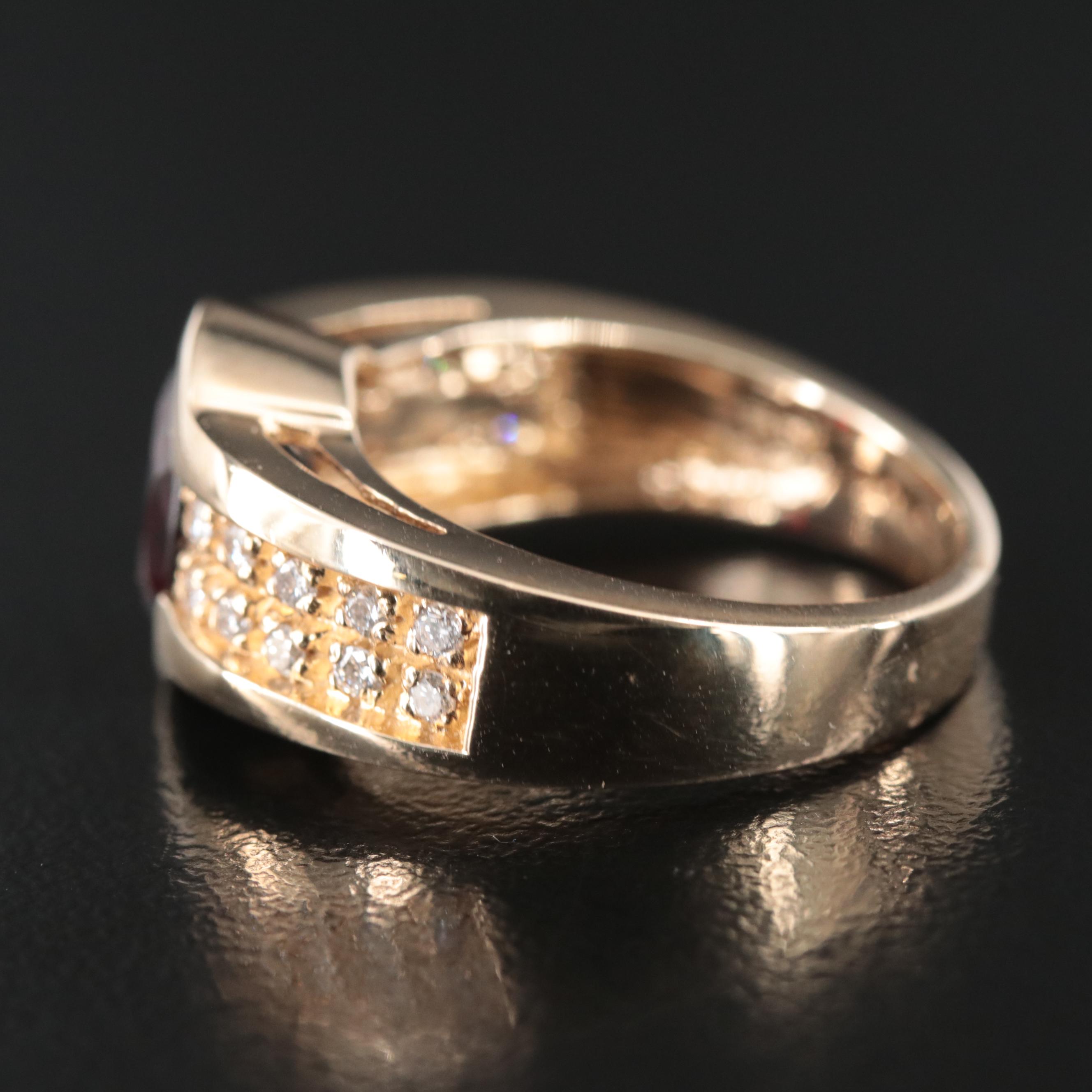 10K Garnet and Diamond Ring