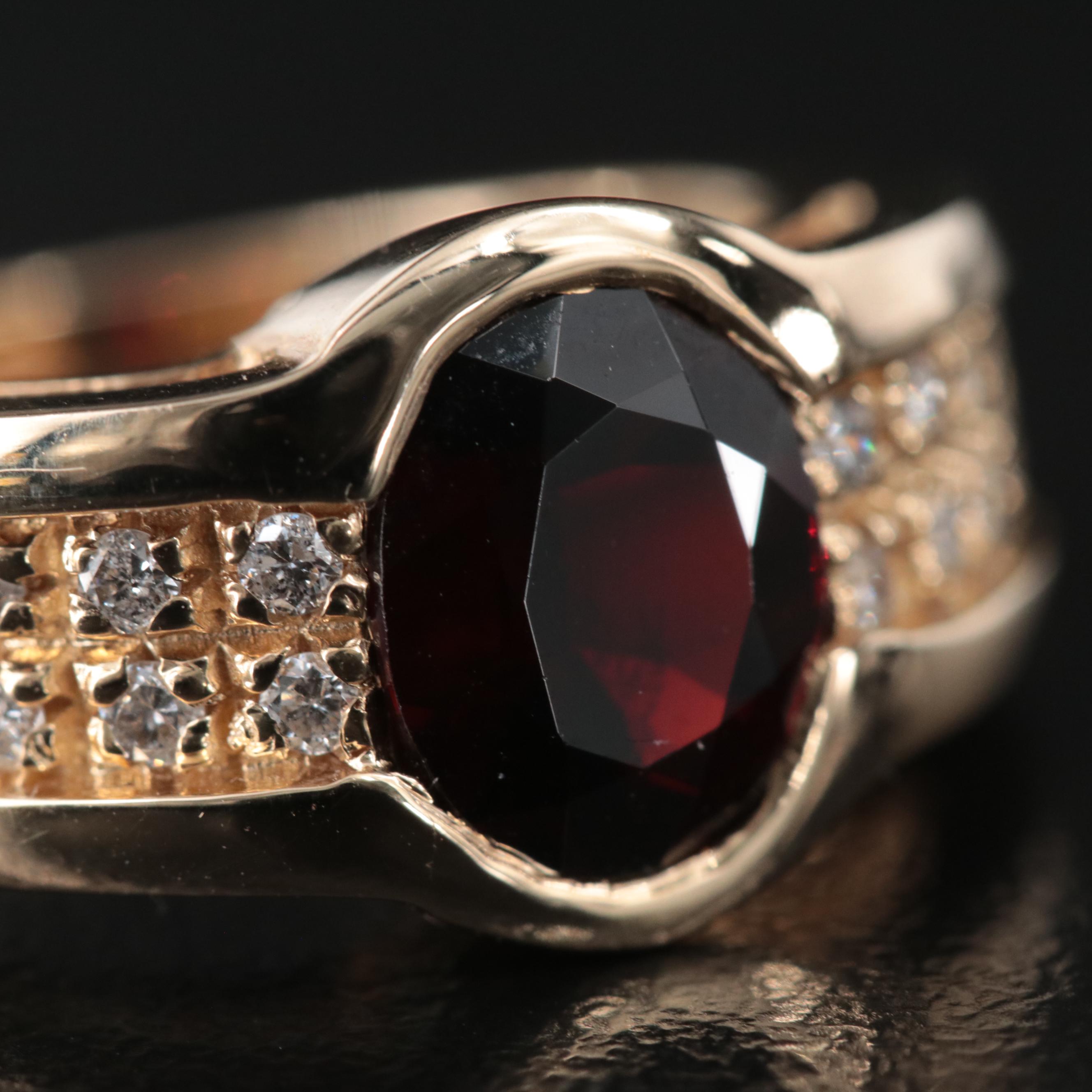 10K Garnet and Diamond Ring