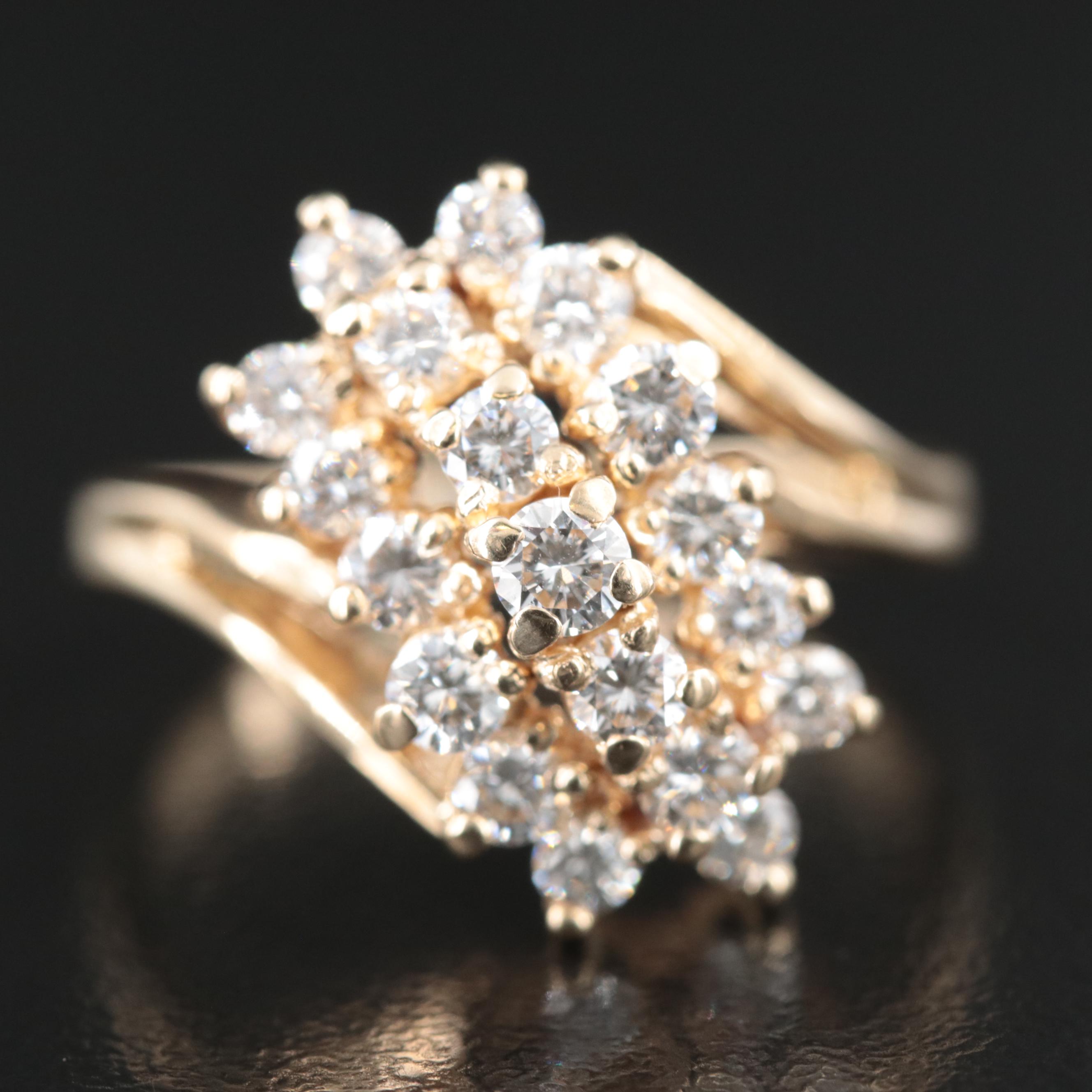 14K 1.02 CTW Diamond Bypass Ring