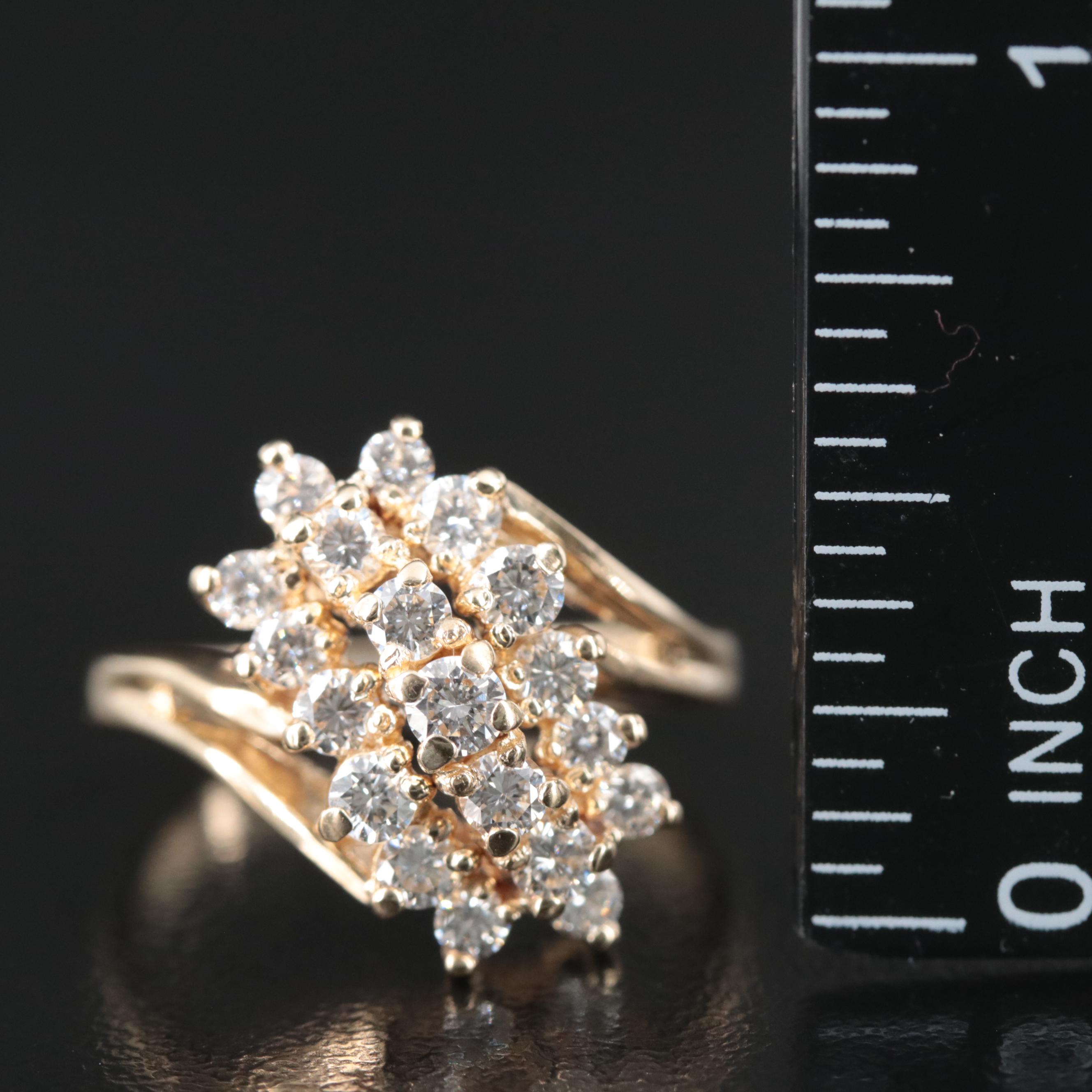 14K 1.02 CTW Diamond Bypass Ring