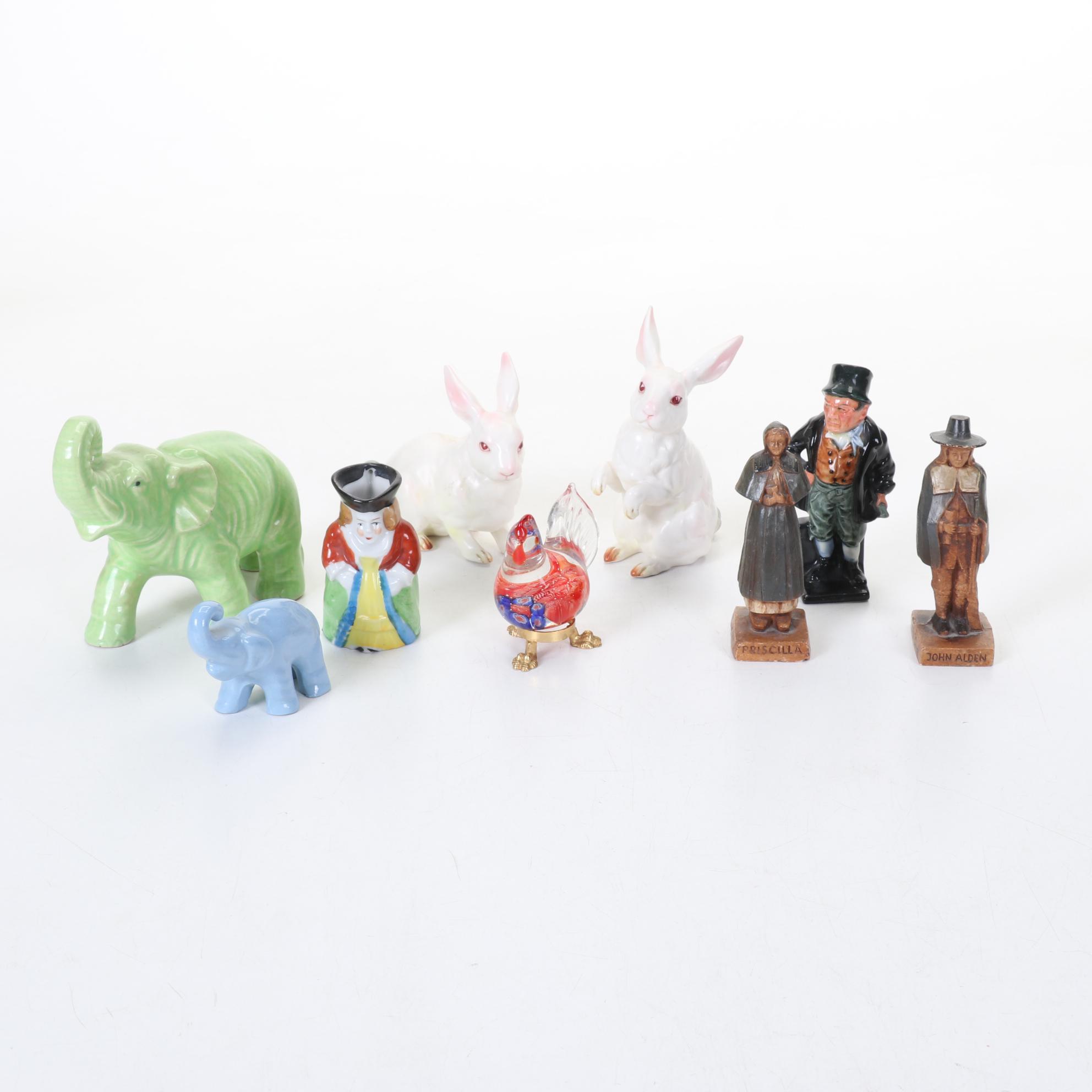 Lefton Rabbits, Royal Doulton "Bill Sykes," Occupied Japan Toby & Other Figures