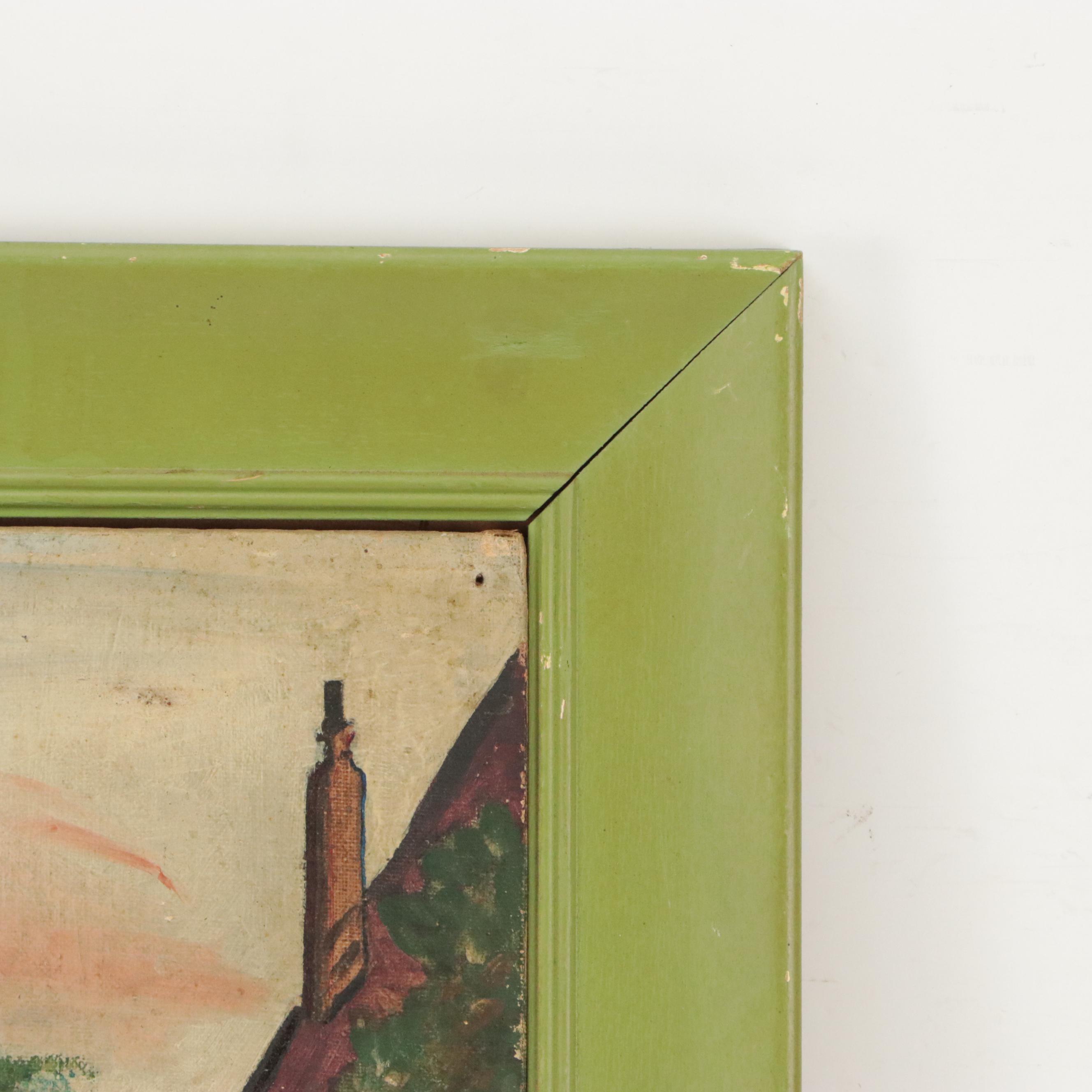 Cityscape Oil Painting of Canal Scene