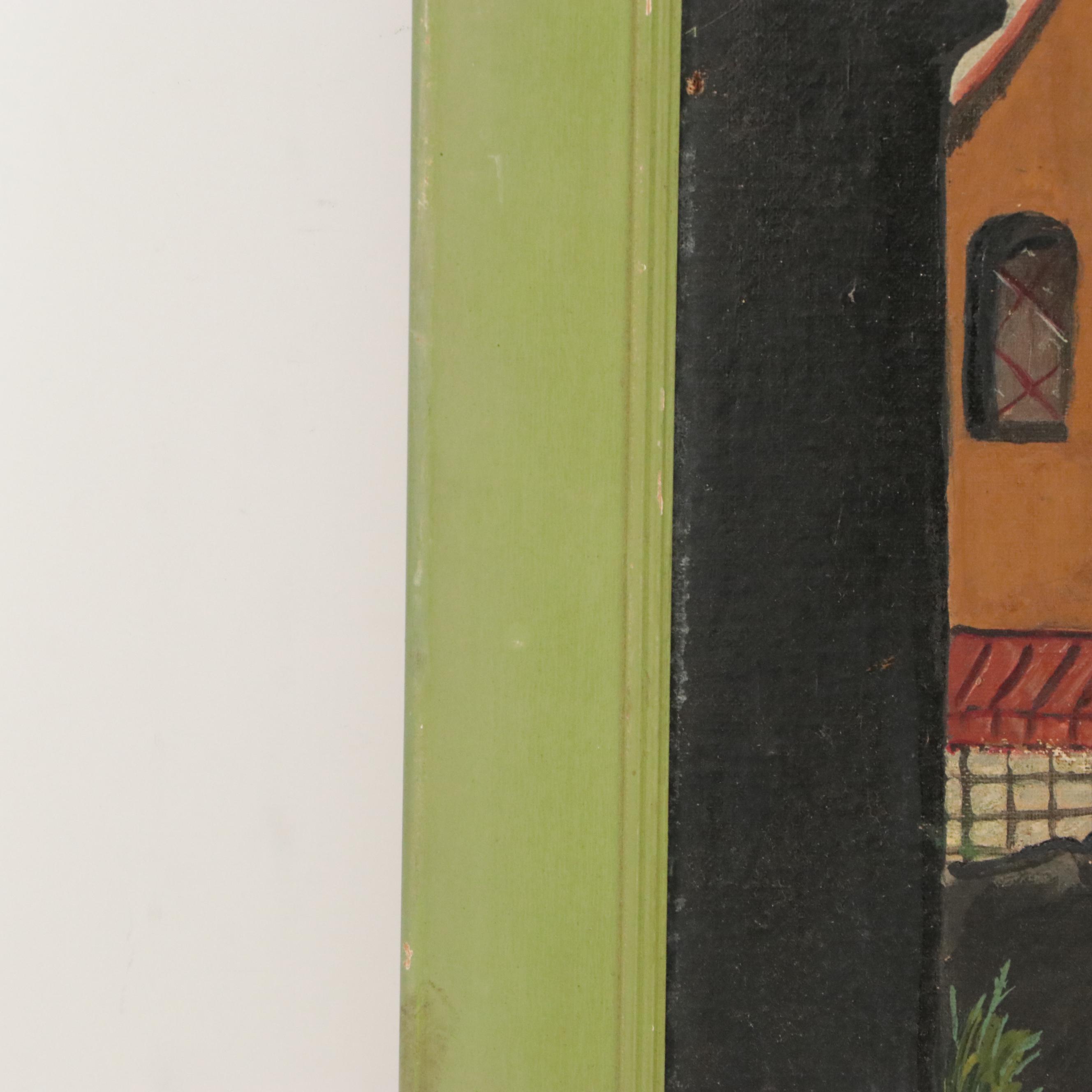 Cityscape Oil Painting of Canal Scene