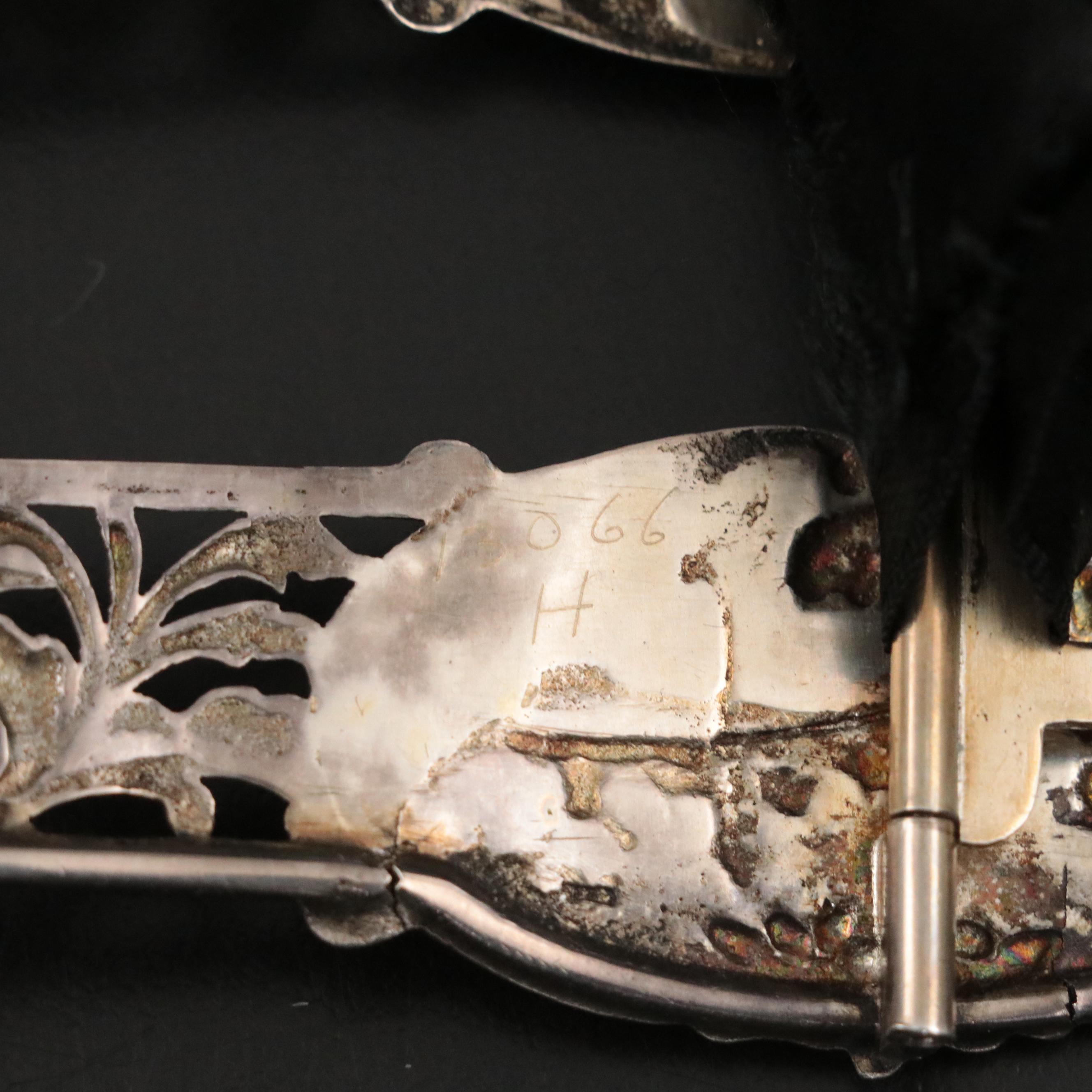 Dutch Filigree 833 Silver Oversized Belt Buckle with Sash, Early 20th Century