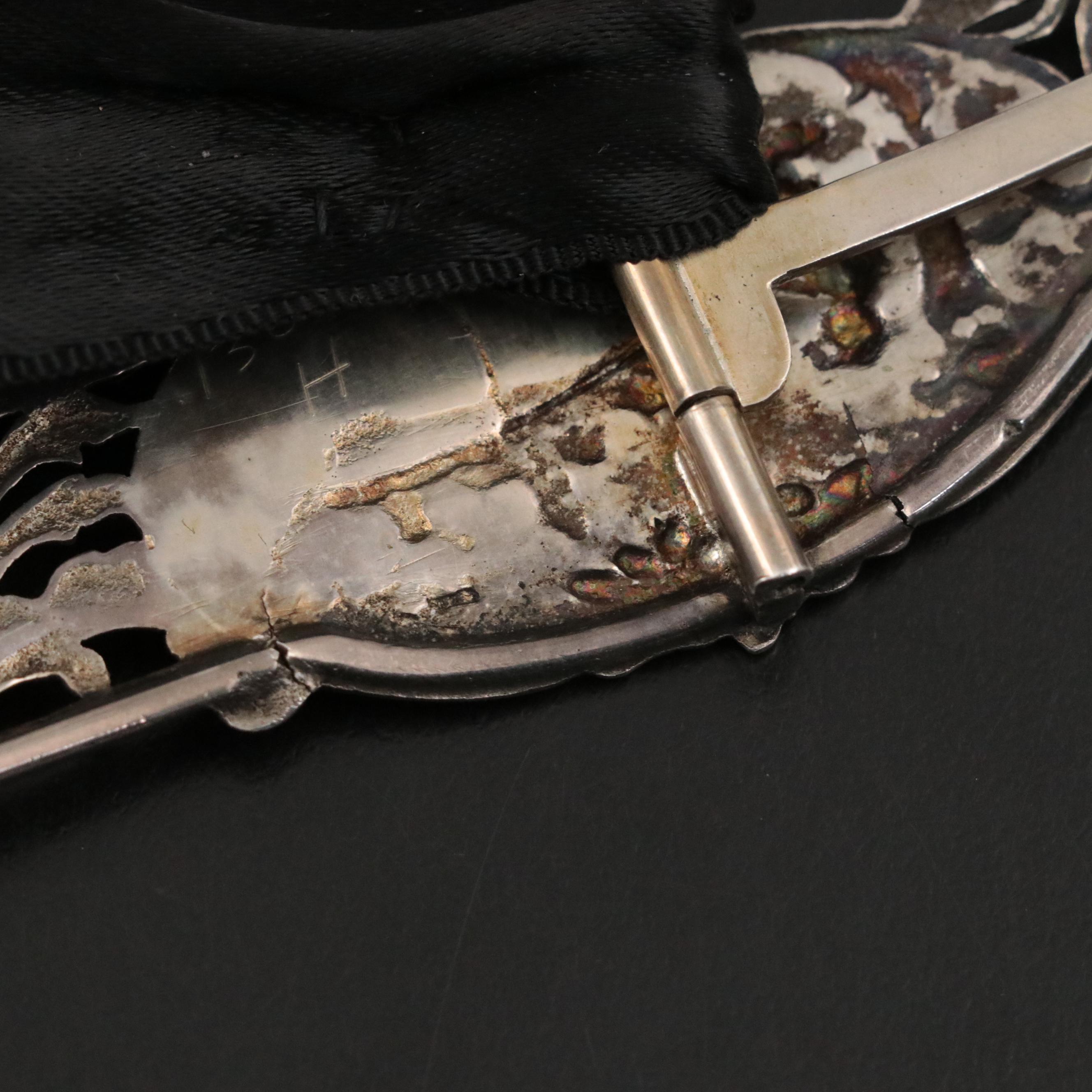 Dutch Filigree 833 Silver Oversized Belt Buckle with Sash, Early 20th Century