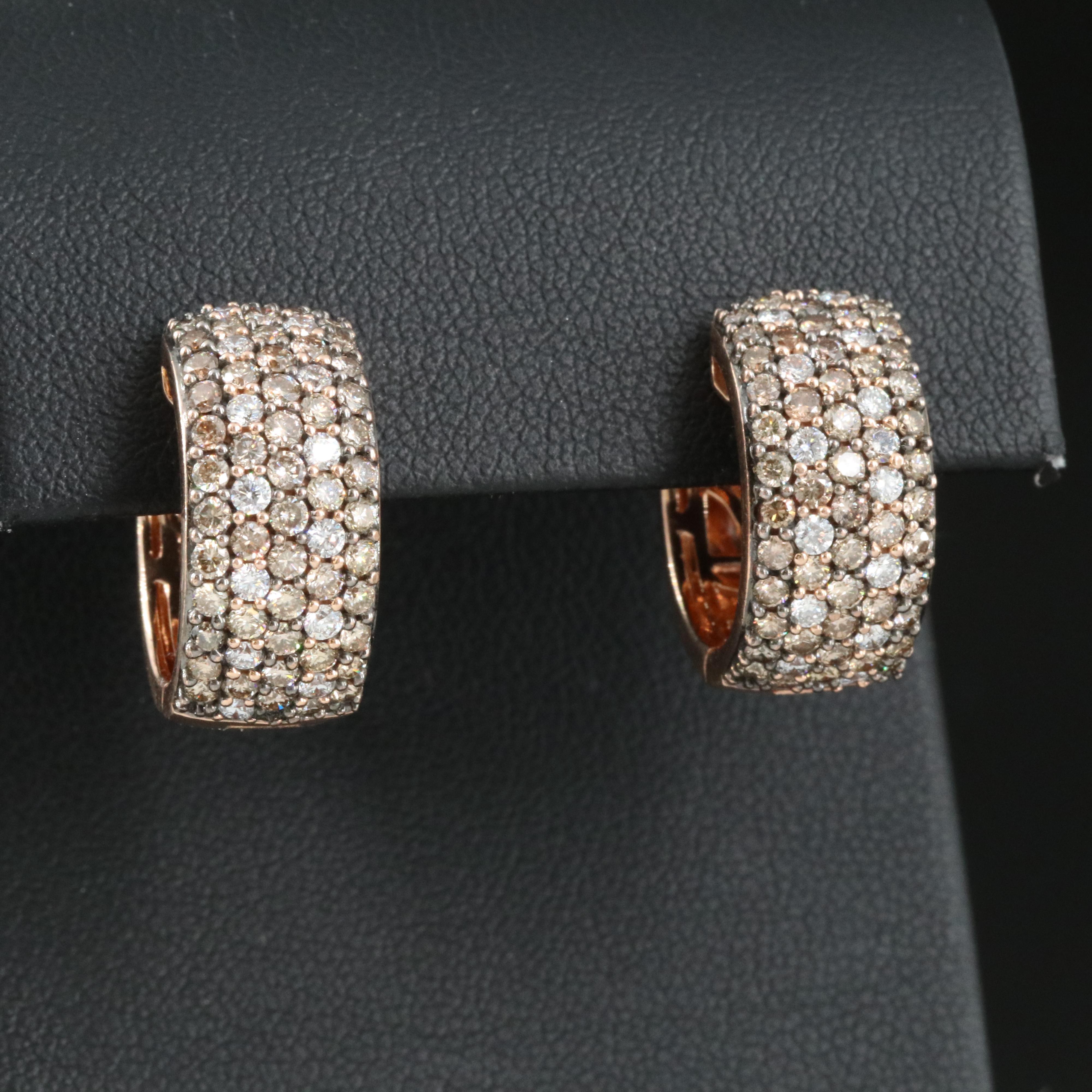 Le Vian 14K 2.45 CTW Diamond (Origin Undetermined)Rose Gold Huggie Hoop Earrings