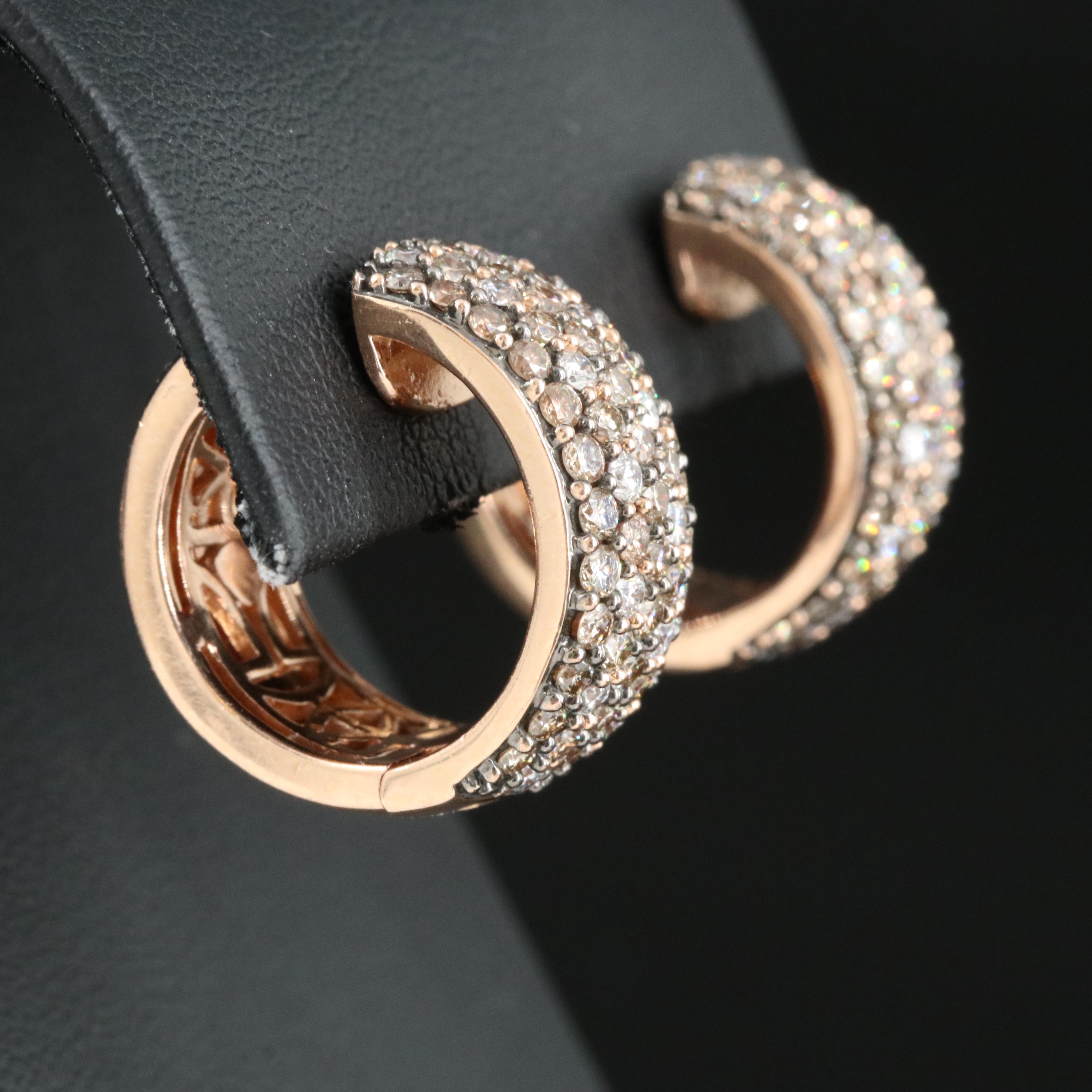 Le Vian 14K 2.45 CTW Diamond (Origin Undetermined)Rose Gold Huggie Hoop Earrings