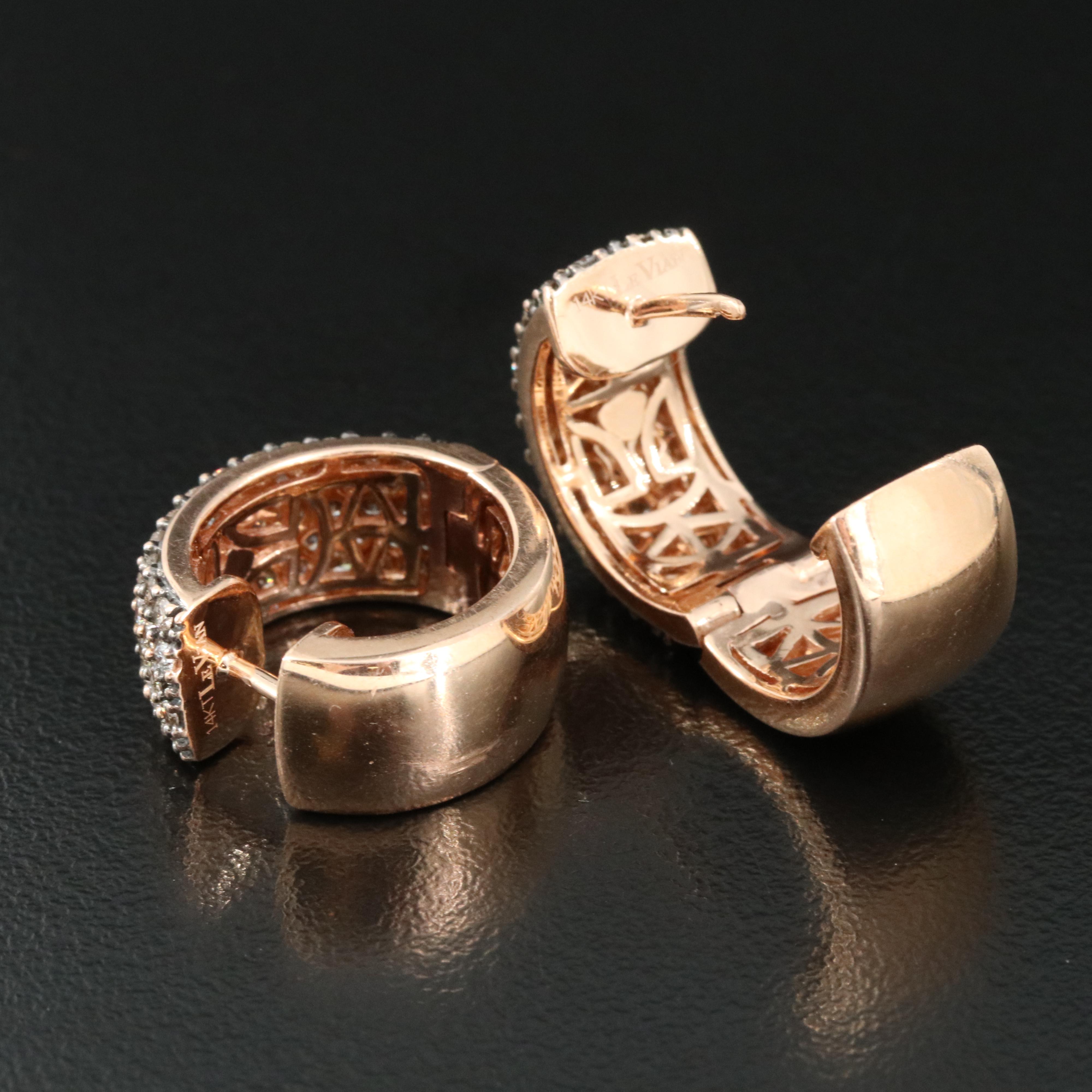 Le Vian 14K 2.45 CTW Diamond (Origin Undetermined)Rose Gold Huggie Hoop Earrings