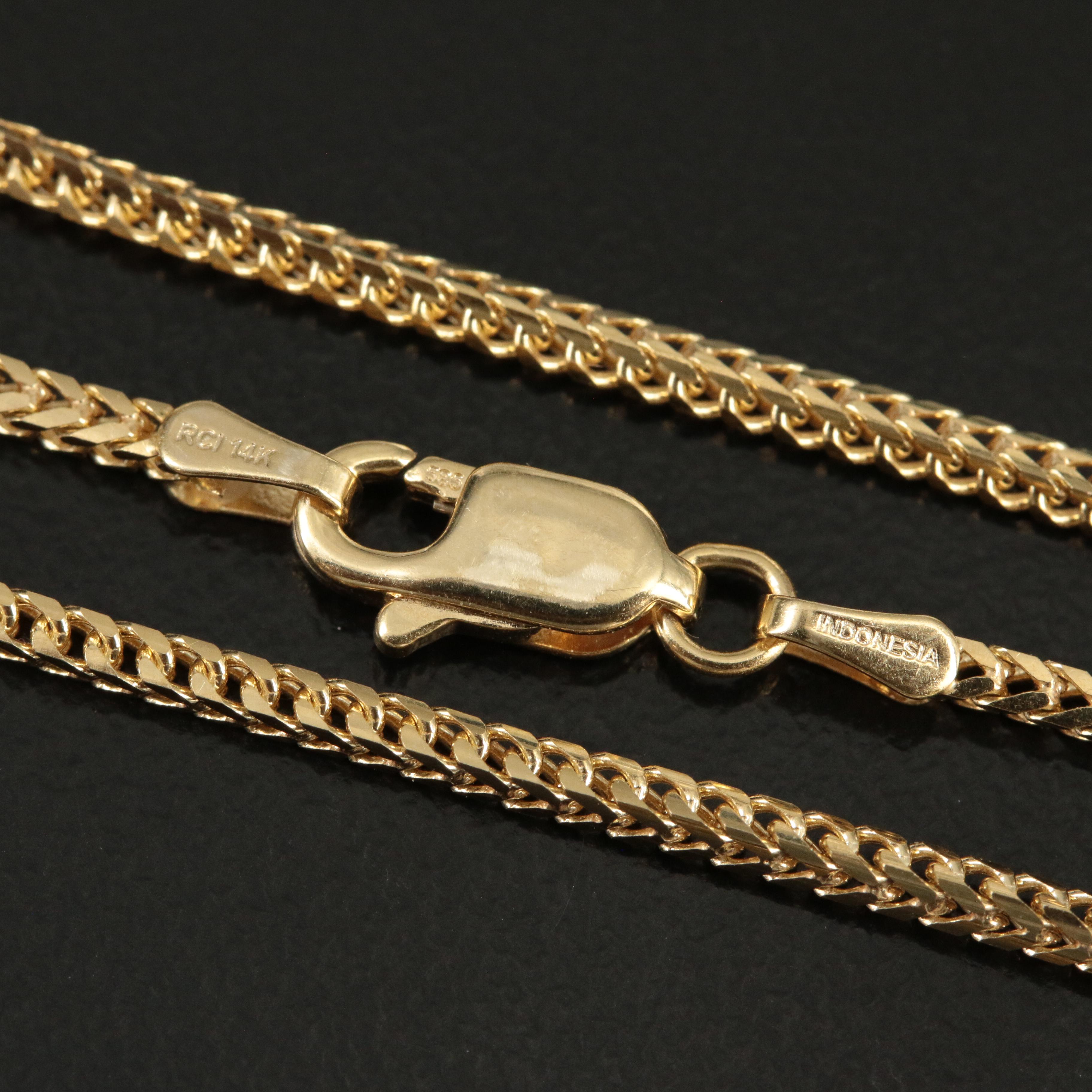 14K Square Curb Chain Necklace