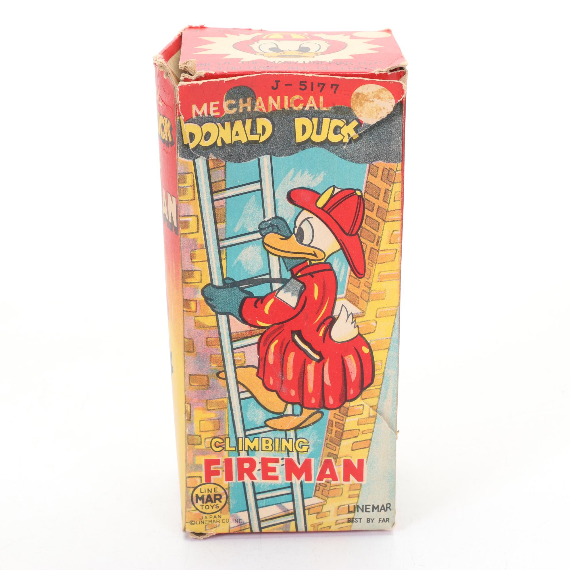 Donald Duck Climbing Fireman, Schulco Clown and Mickey Mouse Toy, 1960s