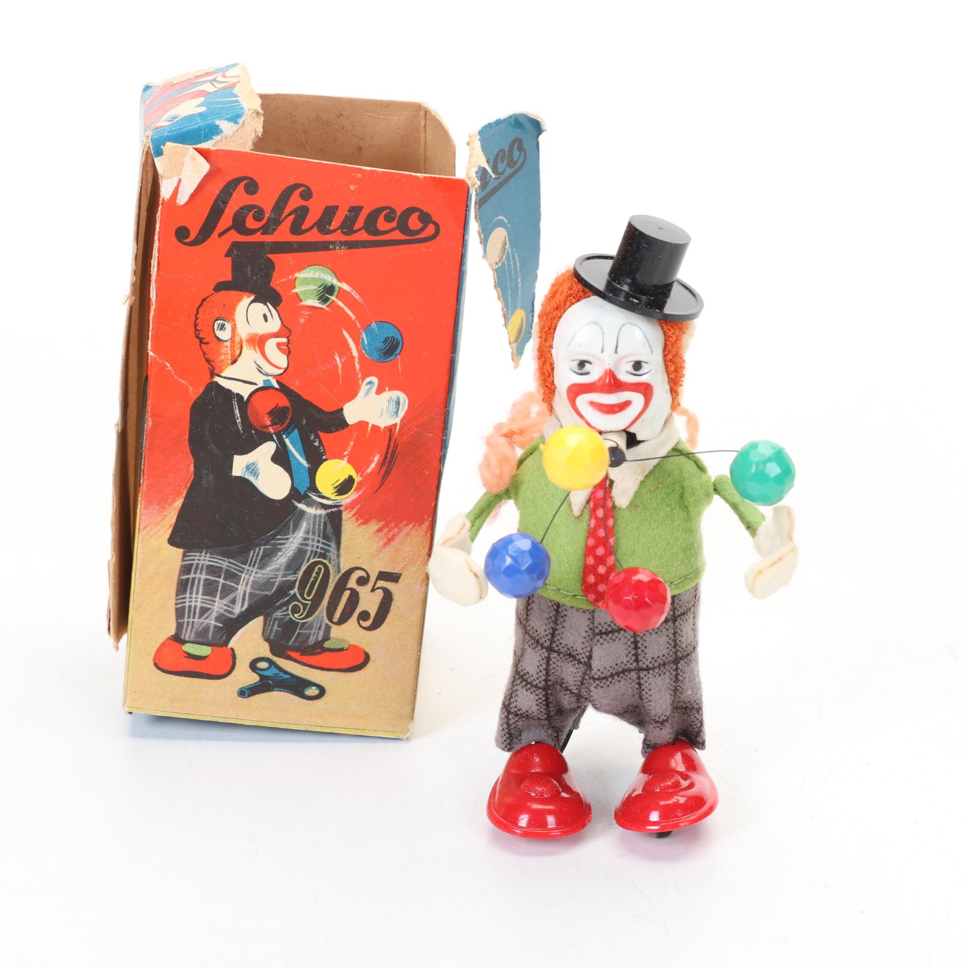 Donald Duck Climbing Fireman, Schulco Clown and Mickey Mouse Toy, 1960s