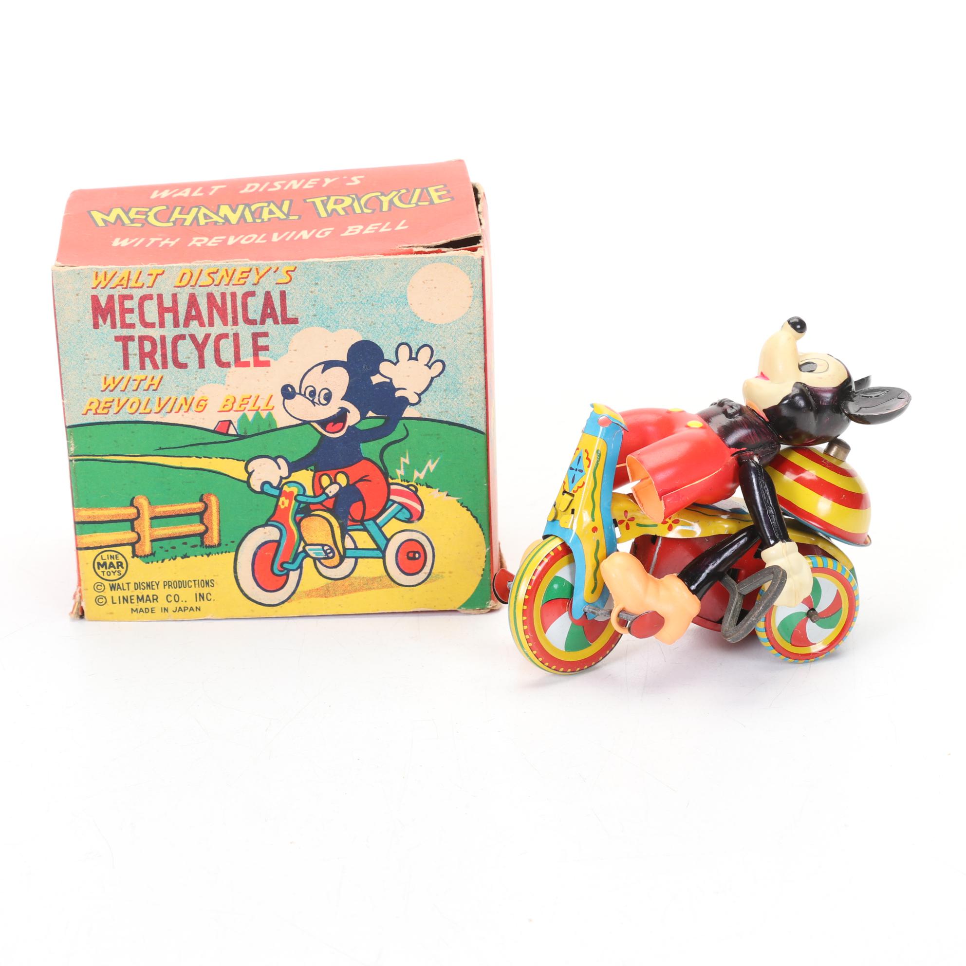 Donald Duck Climbing Fireman, Schulco Clown and Mickey Mouse Toy, 1960s