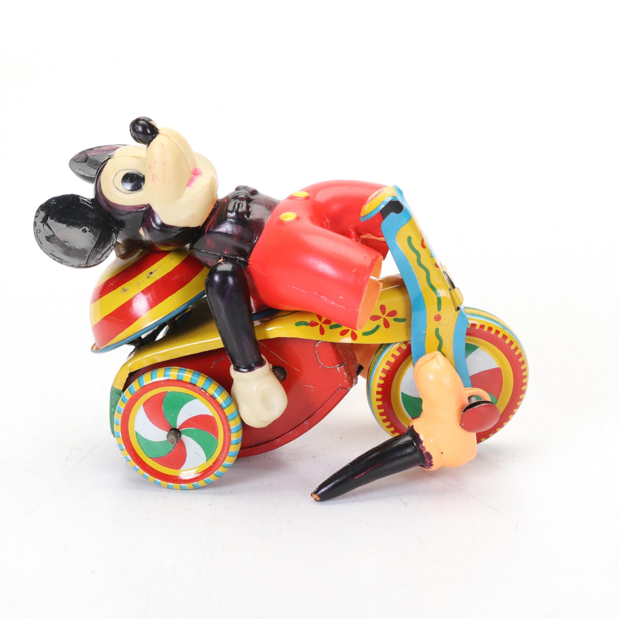 Donald Duck Climbing Fireman, Schulco Clown and Mickey Mouse Toy, 1960s